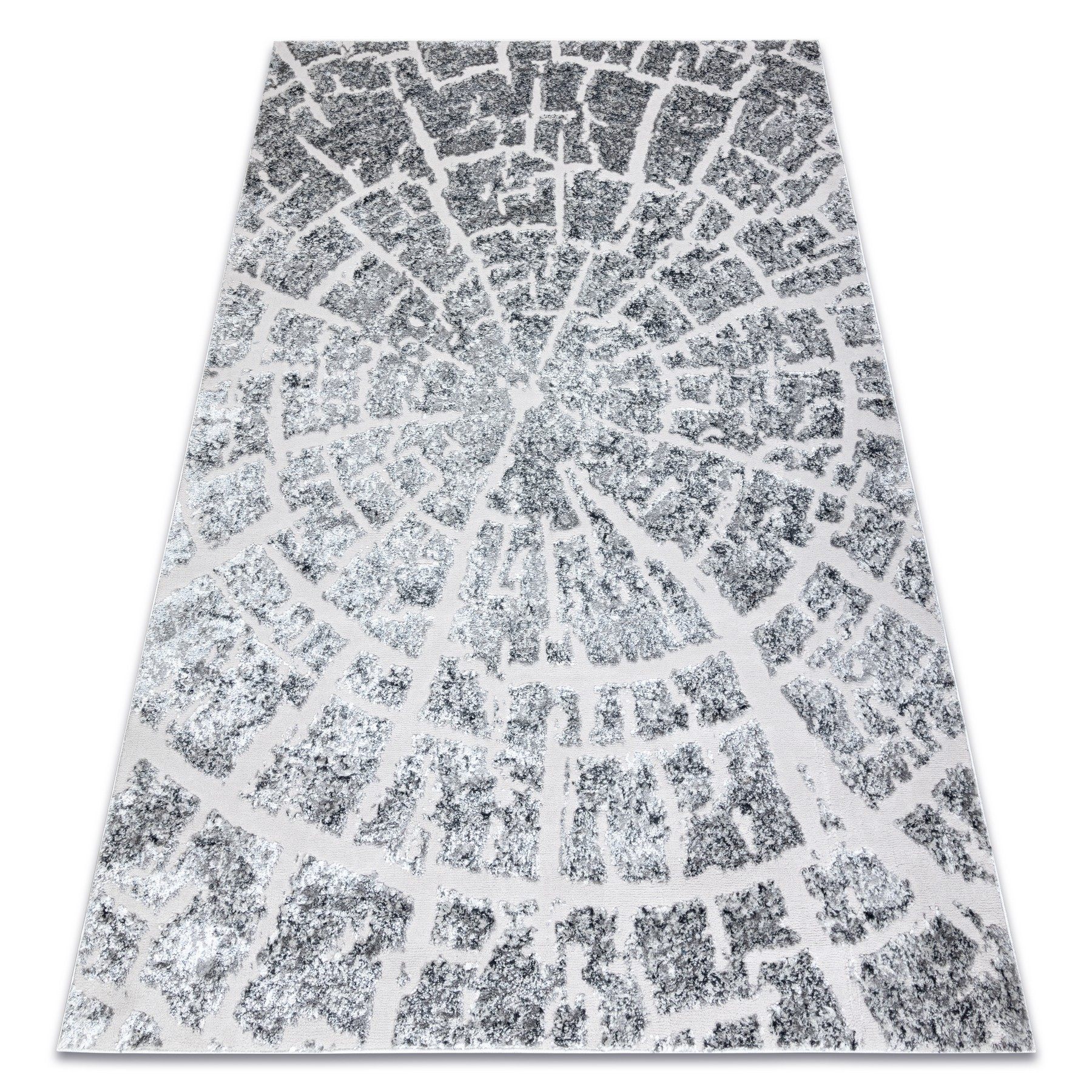 Alfombra mefe moderna 6185 árbol madera - structural dos niveles de vellón gris 240x330 cm