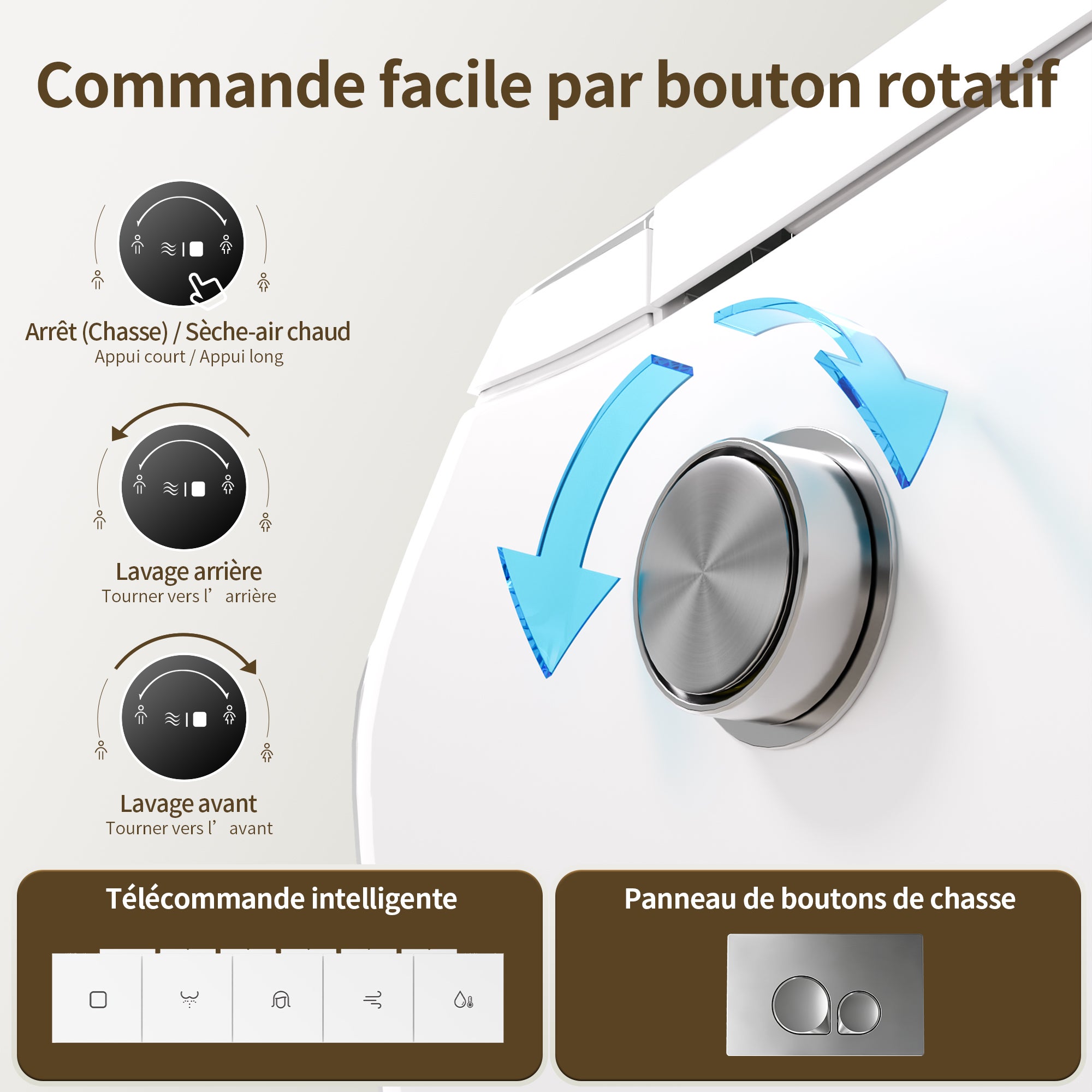 Toilette japonaise DeerValley : bidet, séche-mains, buse auto-nettoyante. WC suspendu en céramique, télécommande, hauteur confort - 5