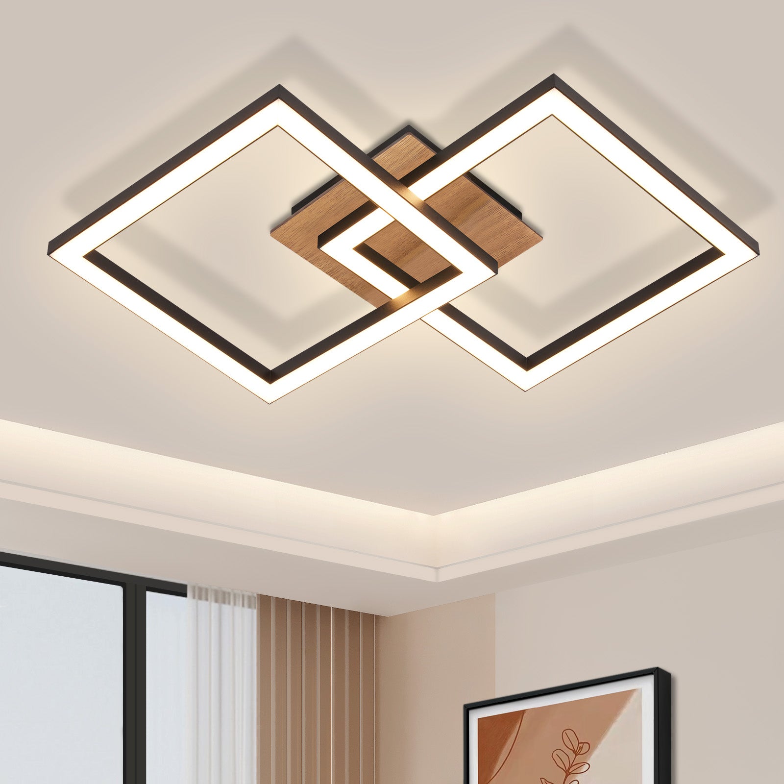 ZMH Nowoczesna lampa sufitowa LED 12 W do salonu i kuchni z ciepłym, białym światłem