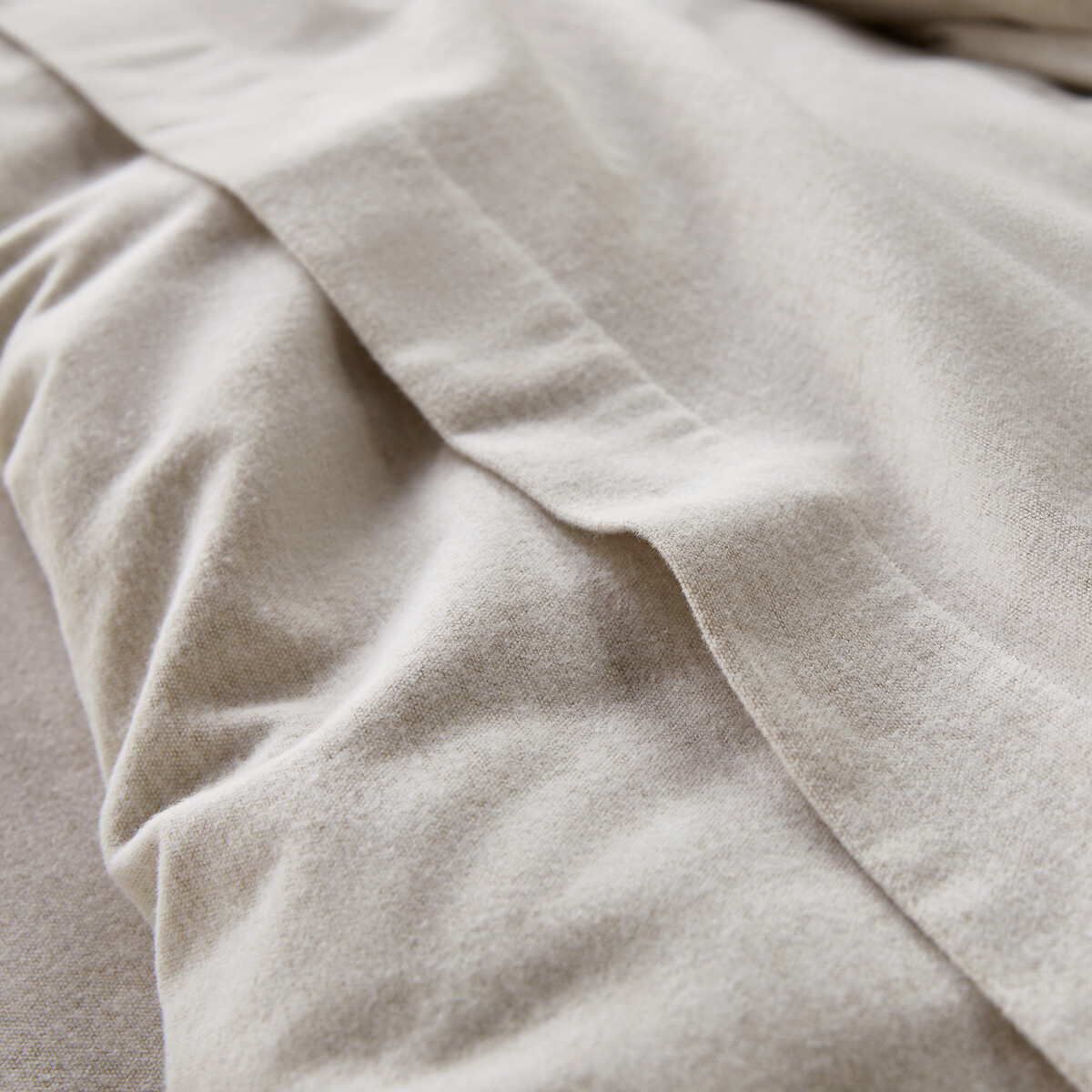 Housse de couette, en flanelle de coton chambray, Clara - Beige chiné - 135 x 200 cm - 2