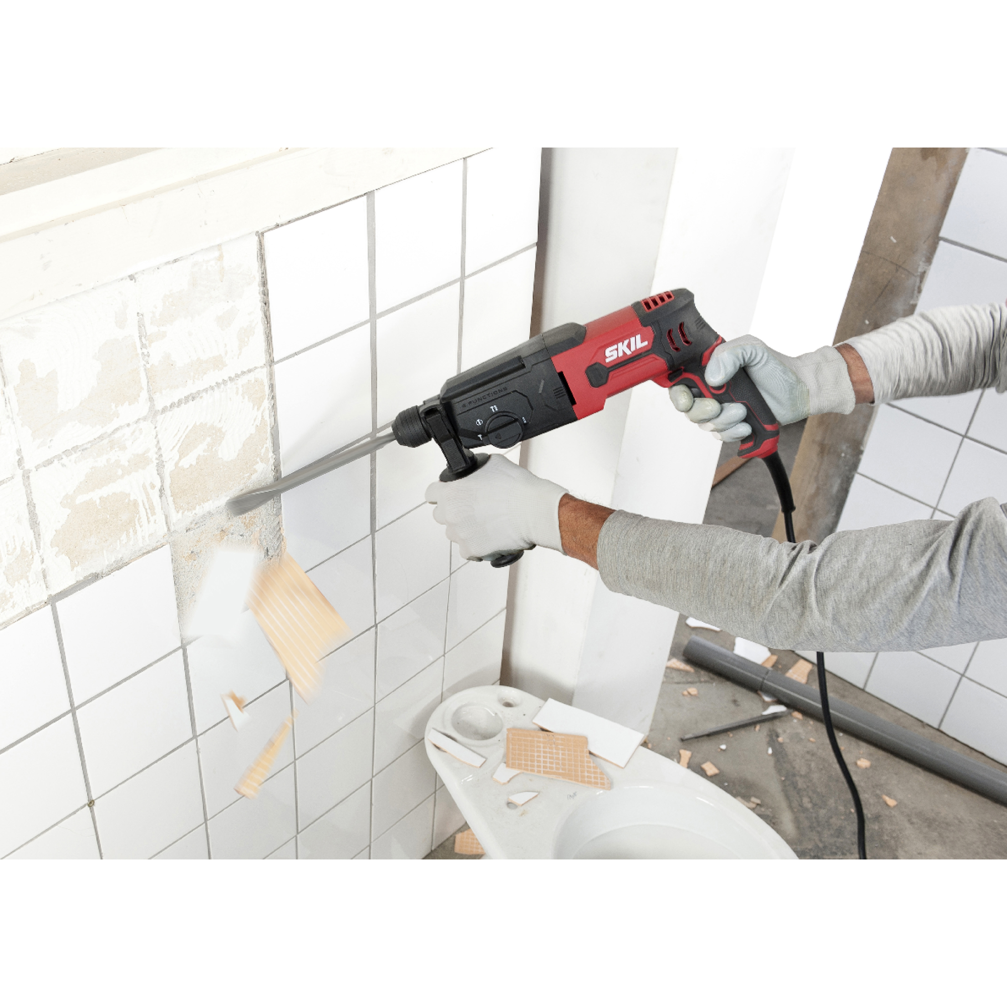 Perforateur SKIL 1770 GA 850 W 4 fonctions coffret forets SDS+ 6 8 10 mm mandrin 13 mm poignée butée manuel - 7