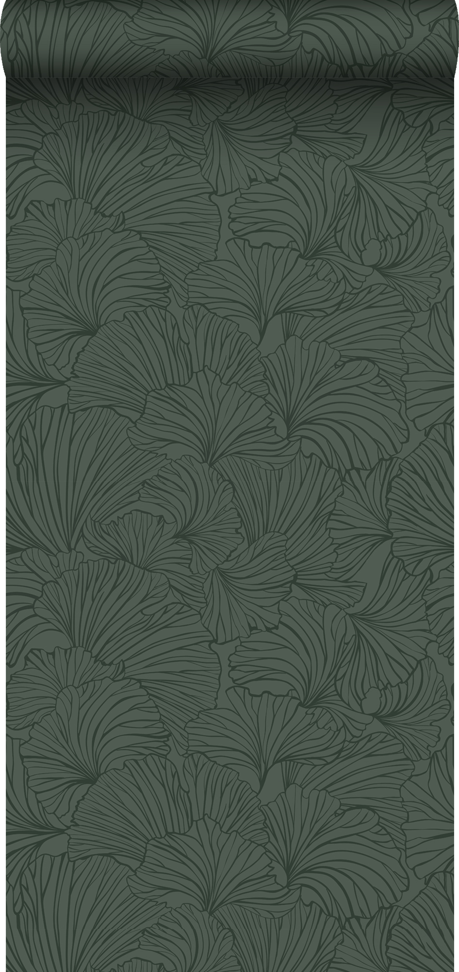 Papel pintado hojas de ginkgo verde oscuro - 0.53 x 10.05 m - estahome