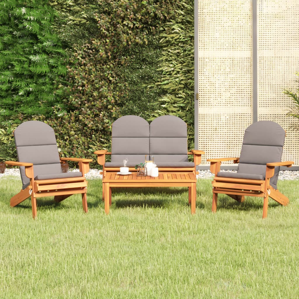 2 Tabourets Jardin Acacia Avec Coussins 40x40x42cm - Mobilier Extérieur