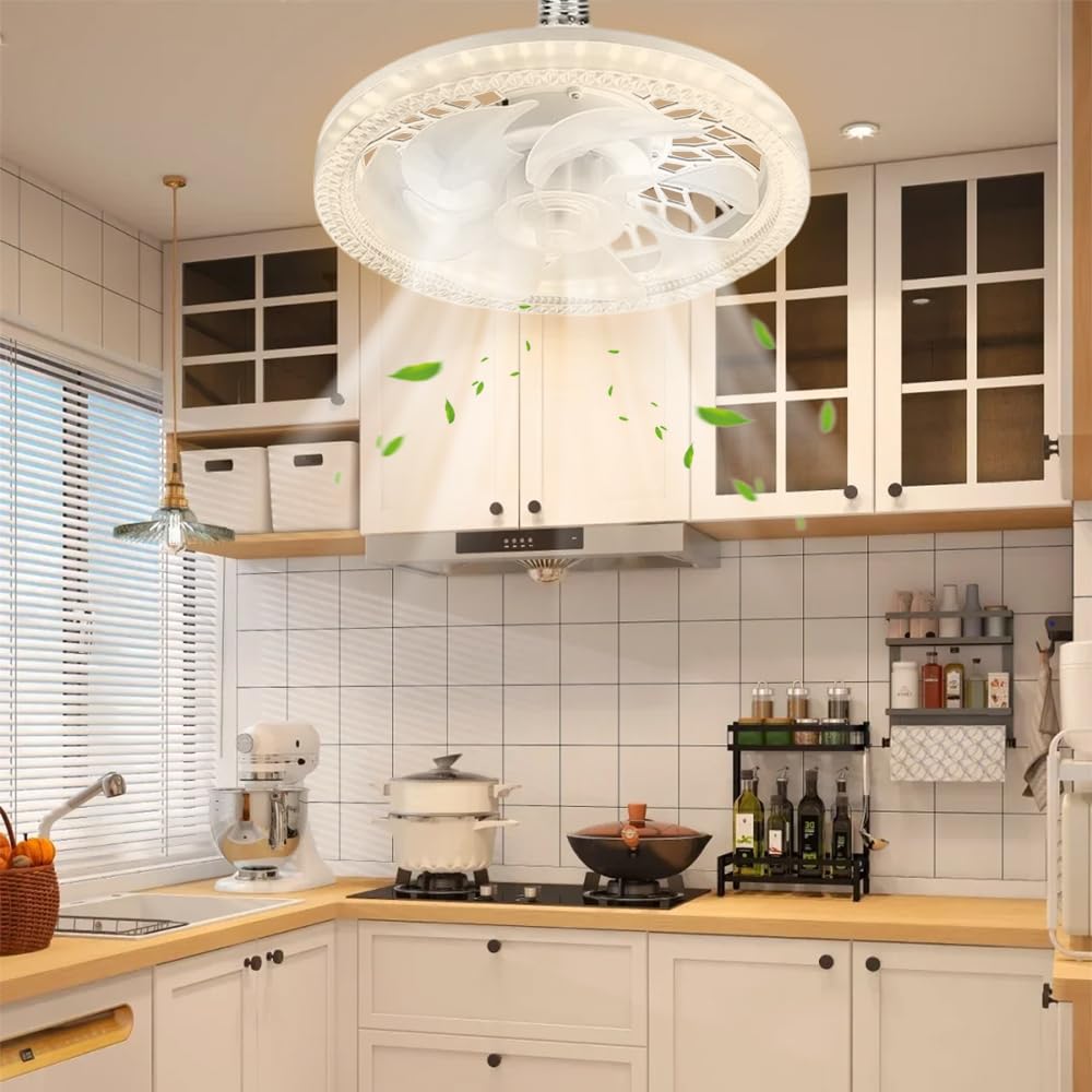 Lampe Ventilateur Plafond,Luminaire Ventilateur Plafonnier,Lustre Silencieux Silencieux Avec Lumiere et Telecommande,Ventilo Plafond Avec Lumière - 5