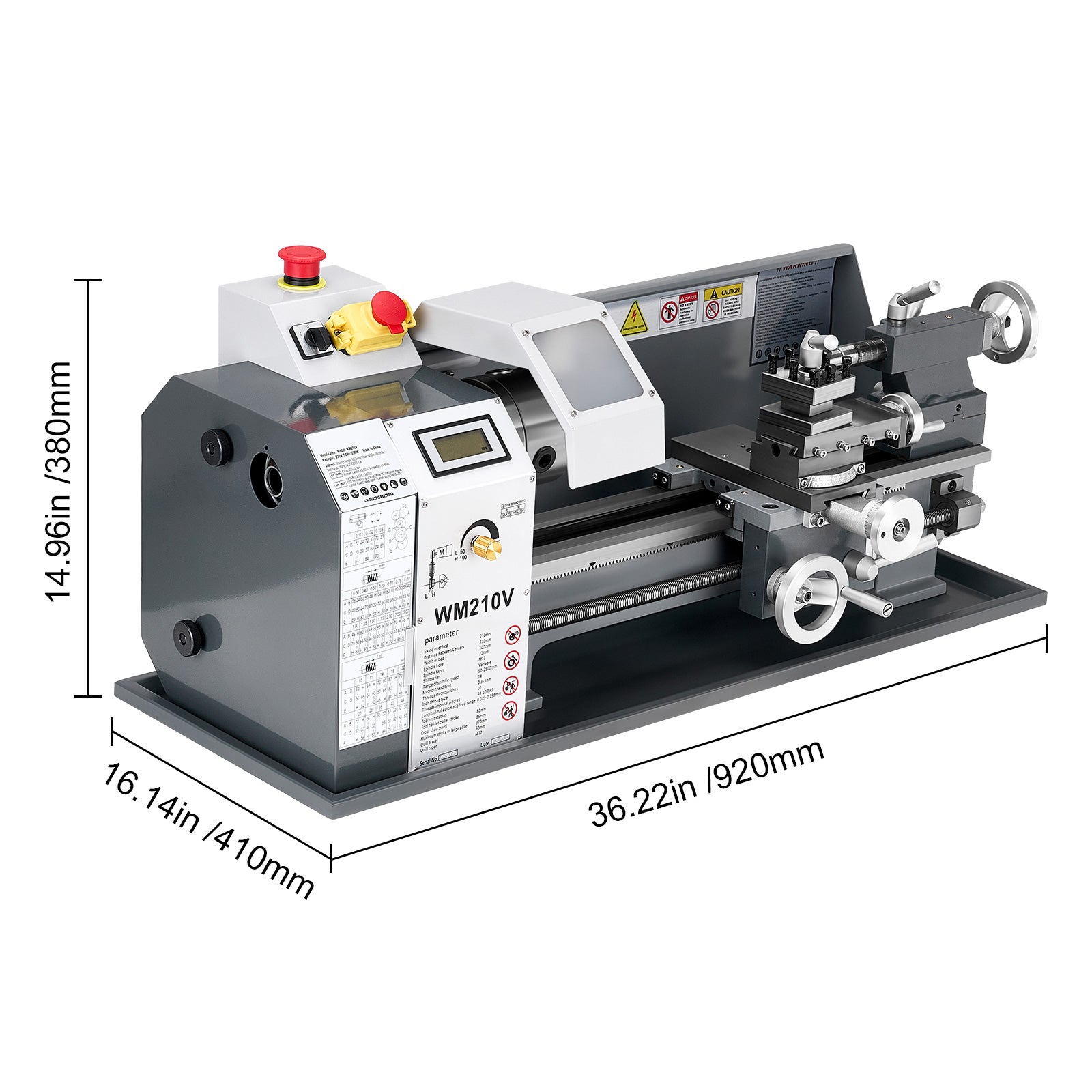 Torno de metal precisão,SucceBuy 210x370 mm,550 W,velocidade ajustável 0-2500 RPM,engrenagens metálicas,adequado para processamento preciso peças - 2