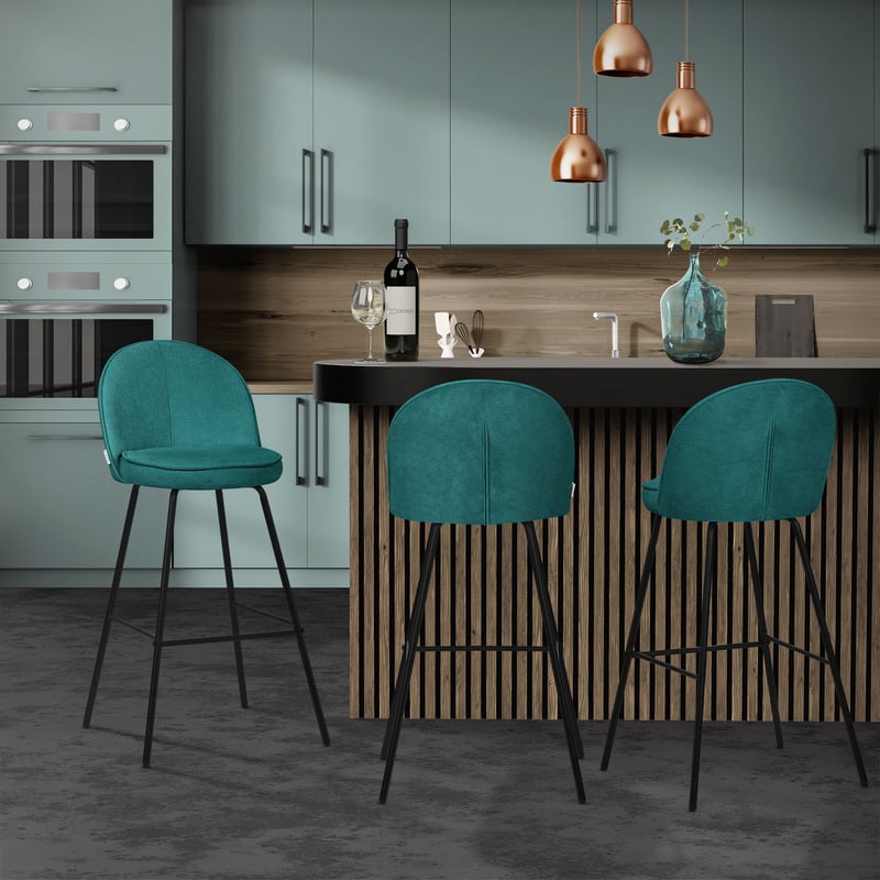 ML-Design zestaw 2 hokerów barowych benzyna 75 cm tapicerowanych wygodne ergonomiczne krzesła z oparciem i podnóżkiem metalowa konstrukcja