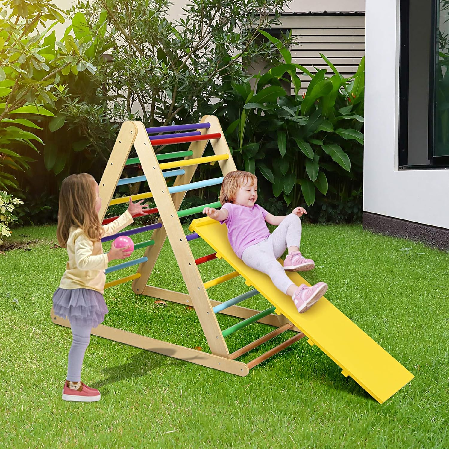 Triangle d’Escalade Enfants avec Toboggan pour Grimper et Glisser, Utilisation Jardin d'enfant ou à la Maison,50 KG pour Enfants 3Ans+ - 8
