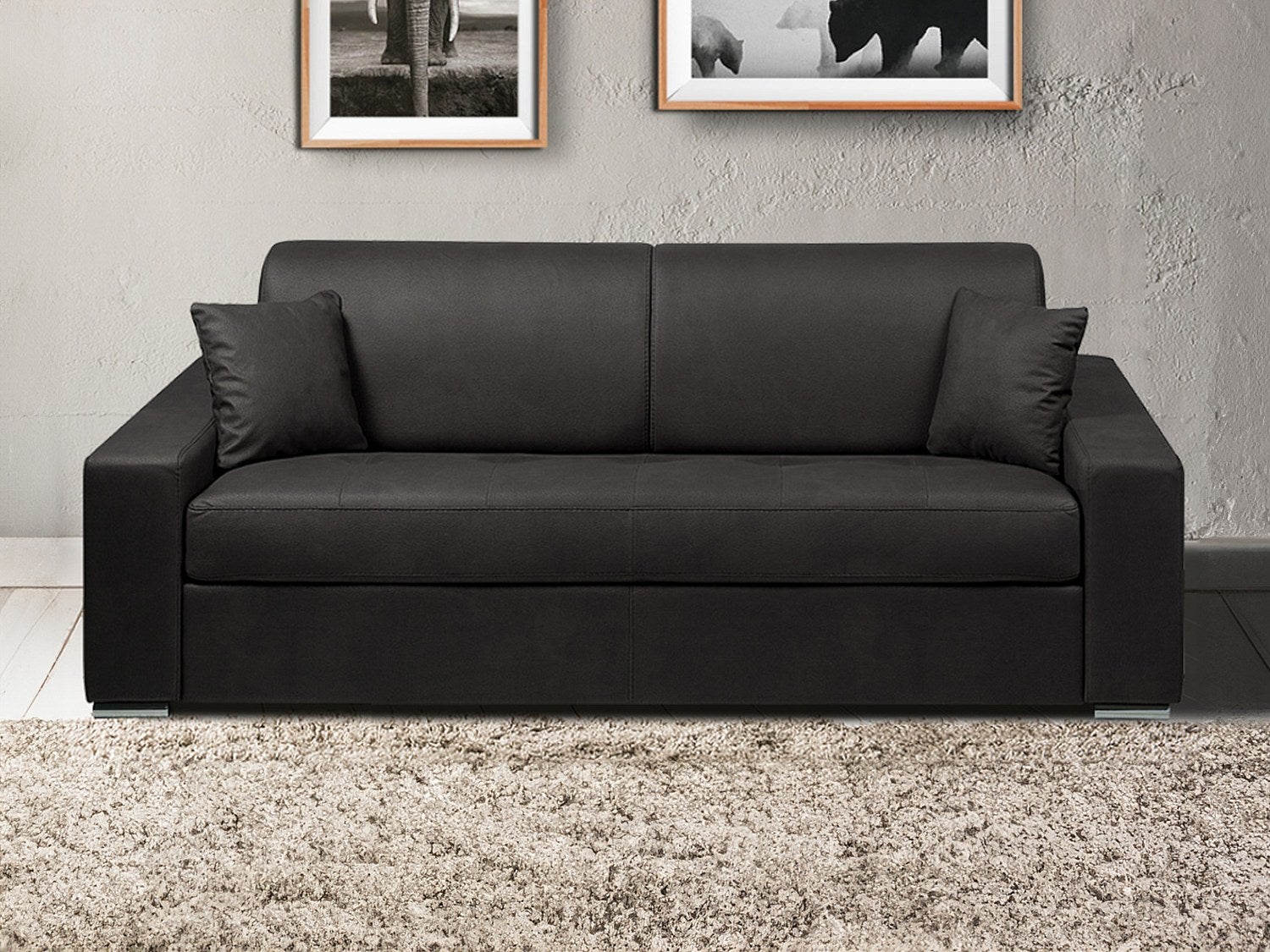 Kanapa 4-osobowa z ekspresowym mechanizmem rozkładania z tkaniny EMIR - Kolor: antracytowy - Miejsce do spania: 160 cm - Materac 22 cm z pamięcią kszt