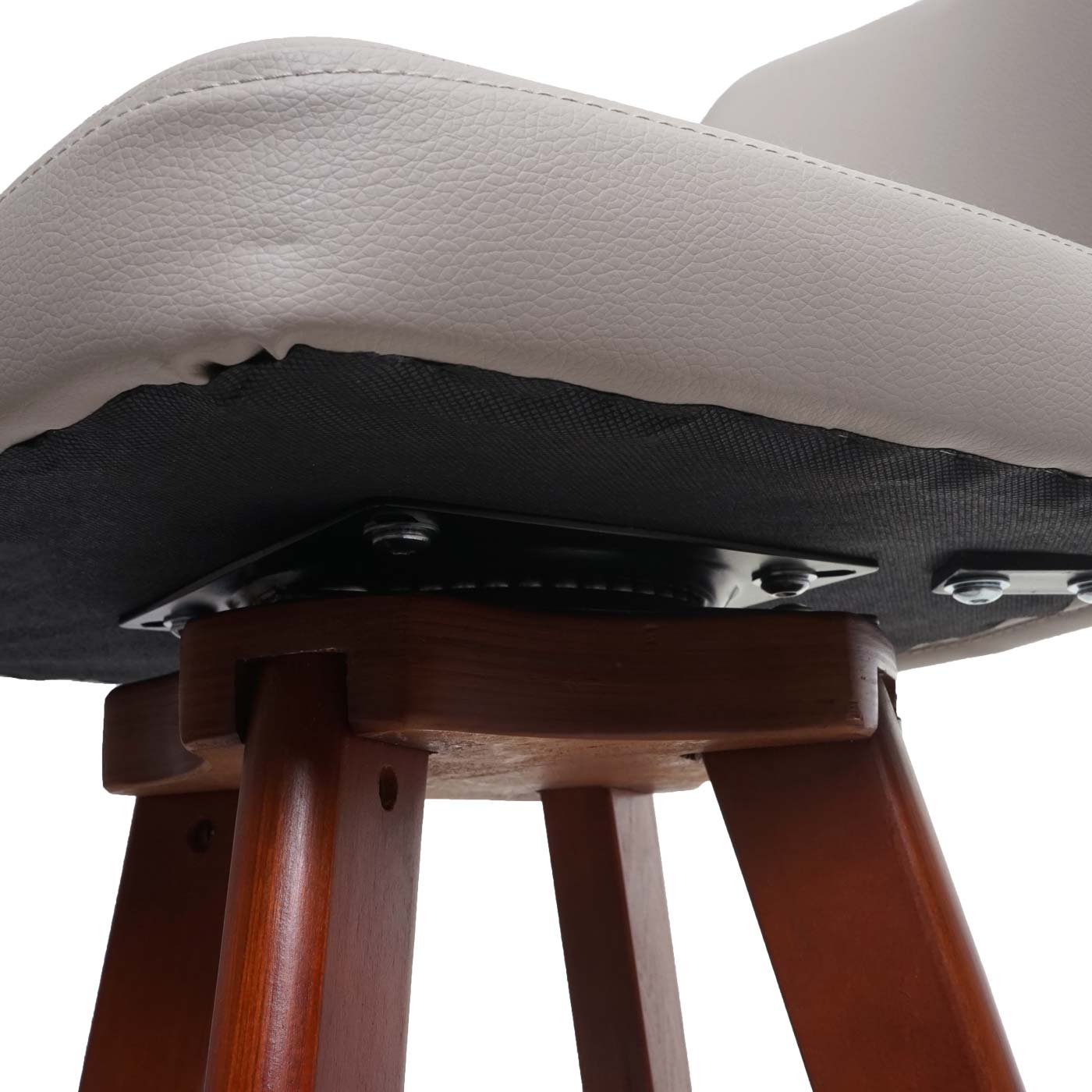 Stołek barowy HWC-C43, stołek barowy, obrotowy z imitacji drewna ~ taupe - 6