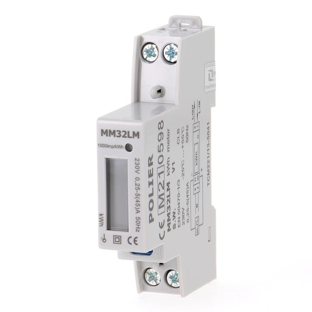 POLIER - MM32LM - Compteur électrique modulaire - Monophasé 45 A - Simple tarif - Affichage LCD - Certifié MID - Sortie d'impulsion
