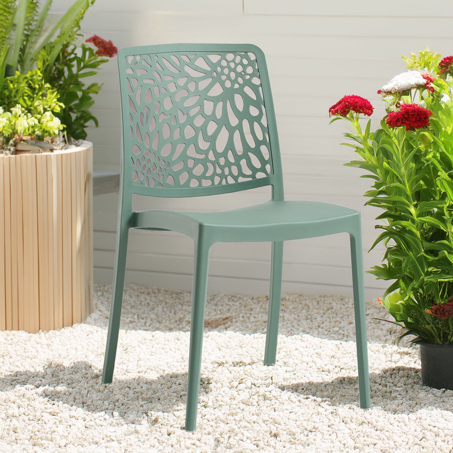 Lot de 4 Chaise de jardin sans coussin Sole en Polypropylène Vert - 3