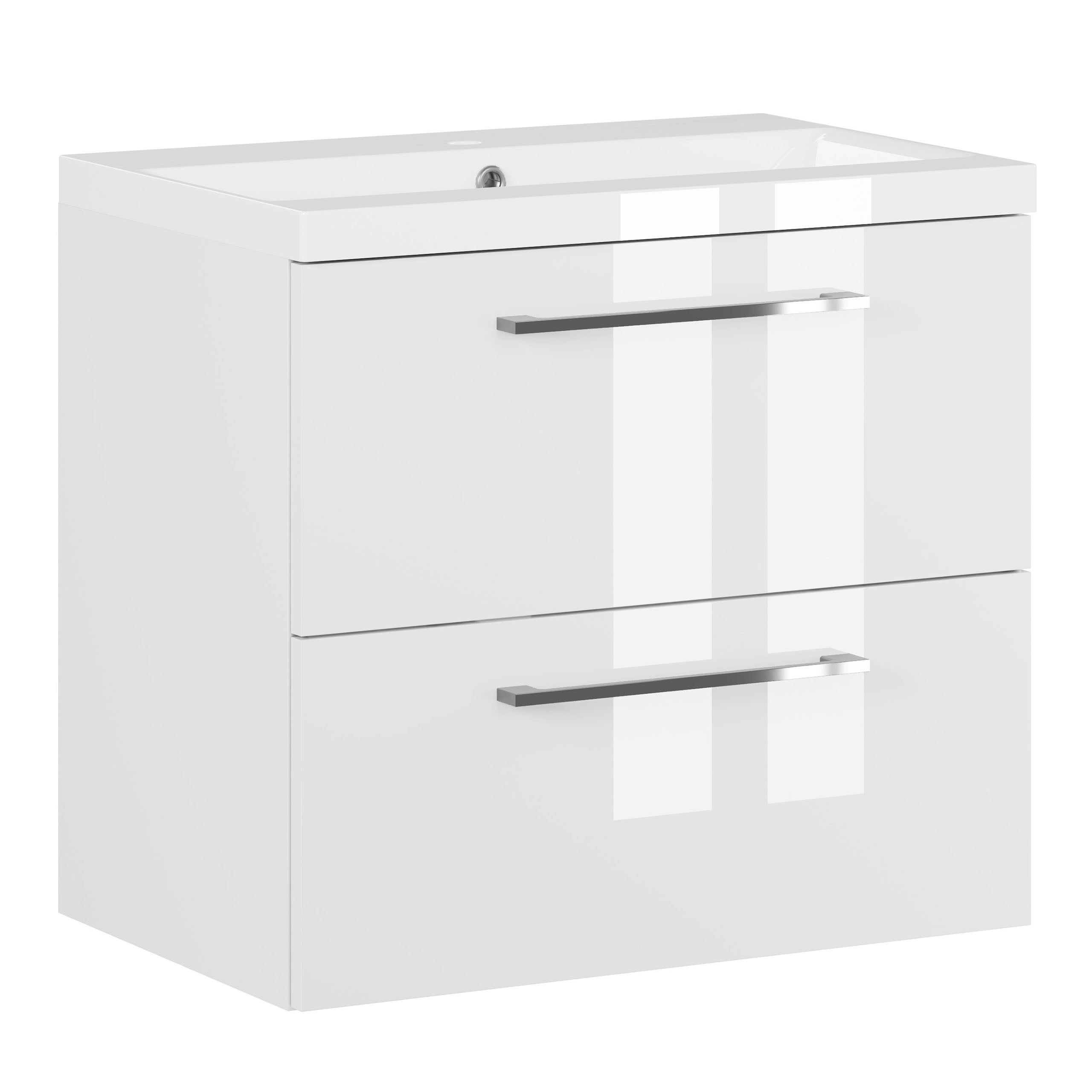 Szafka łazienkowa z umywalką wisząca pod umywalkę biały połysk 60 cm zestaw