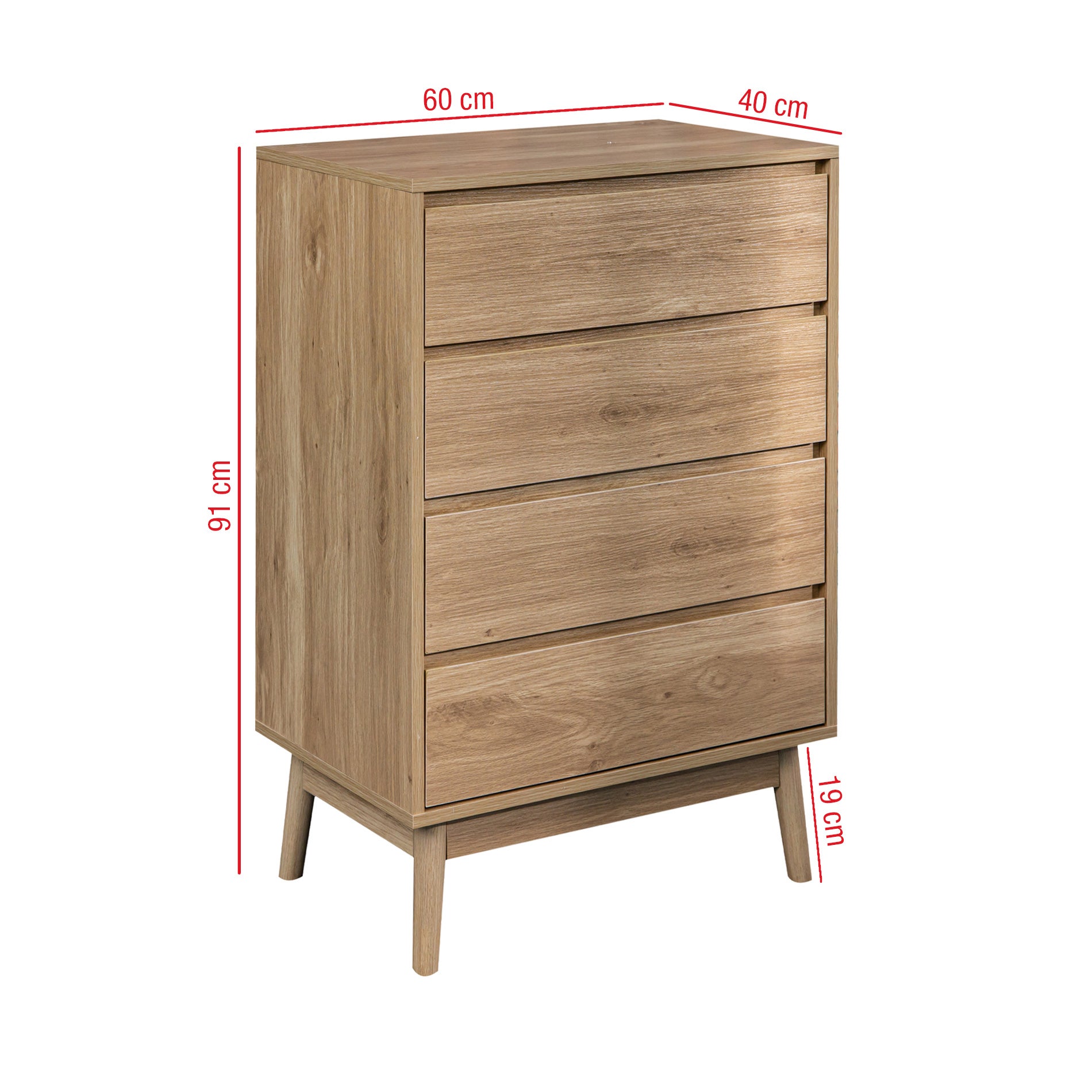 Cómoda 4 Cajones Rebecca Mobili Madera marrón Mueble de dormitorio Estilo nórdico - 6