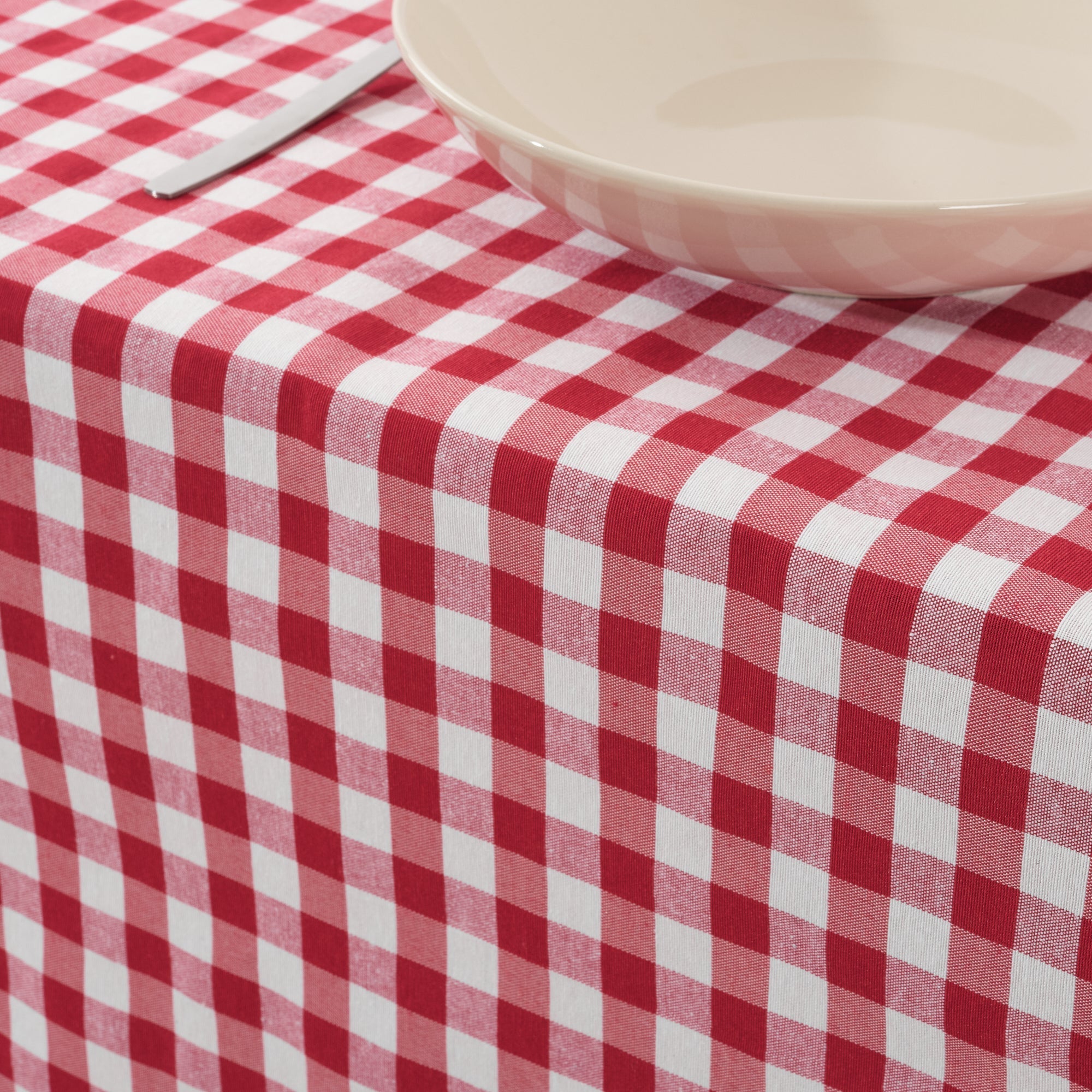 Mantel Vichy impermeable antimanchas Rojo tacto tela - 250x140 cm - 5