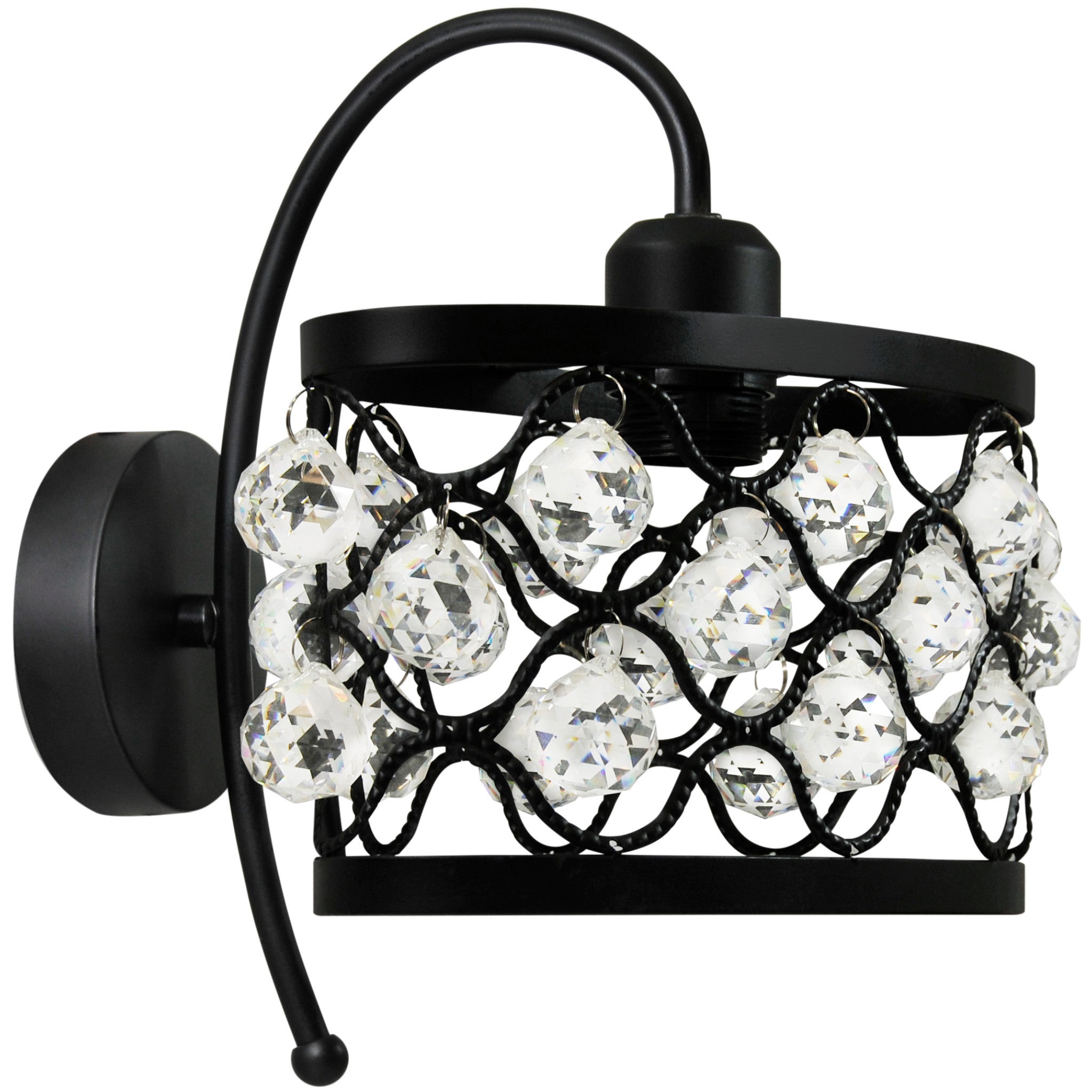 Kinkiet ścienny Vejle czarny 1xE27x20W wym: 27,5 x 24 x 24 cm kryształ IP20 Polux