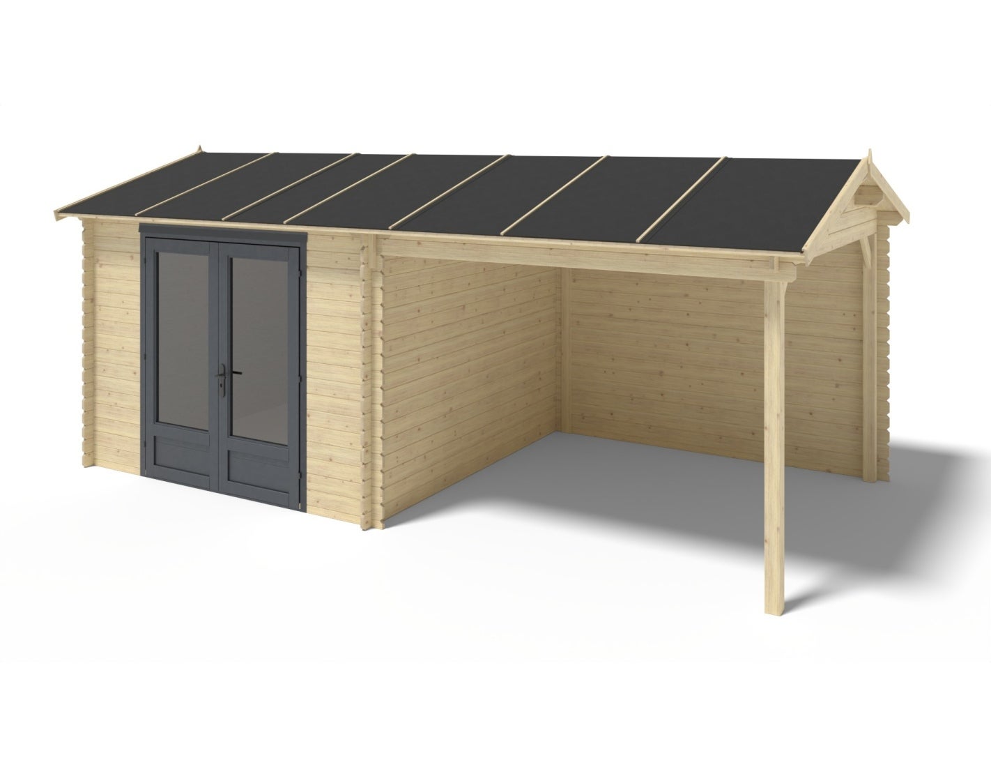 Drewniany domek ogrodowy 17.4 m2 - 5.79x3 m - 28 mm - DOM640 - ALTANKA