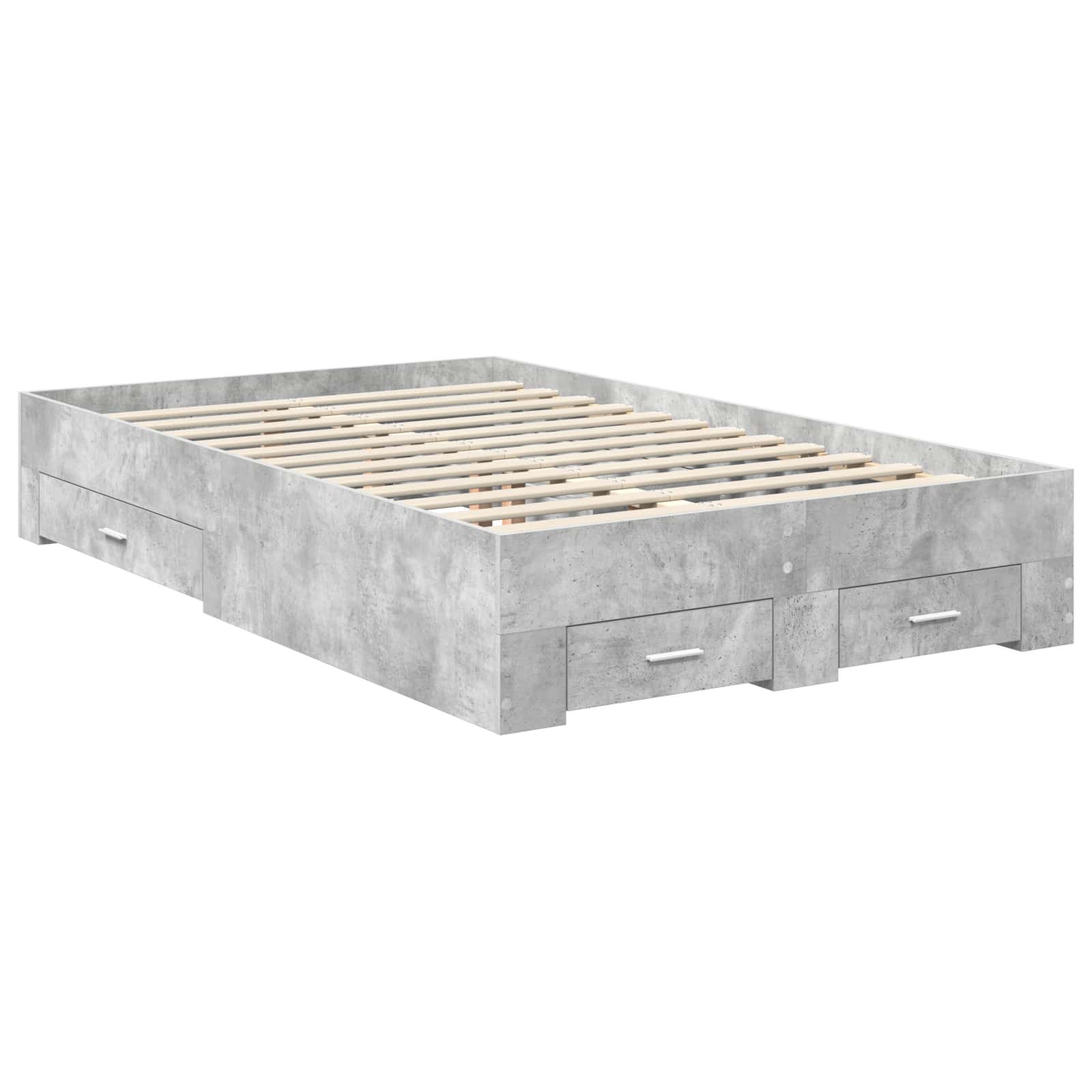 Cadre de lit gris béton 135 x 190 cm panneau de bois - 6