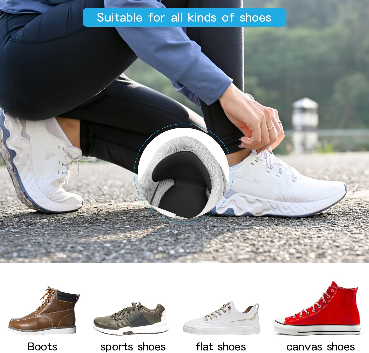 Coussinets De Talon, Lot de 4 Pads Talon en Mousse Épais et Respirant, Anti-Glisse et Anti-Frottement pour Chaussures Trop Grandes, Réducteur Confort - 10