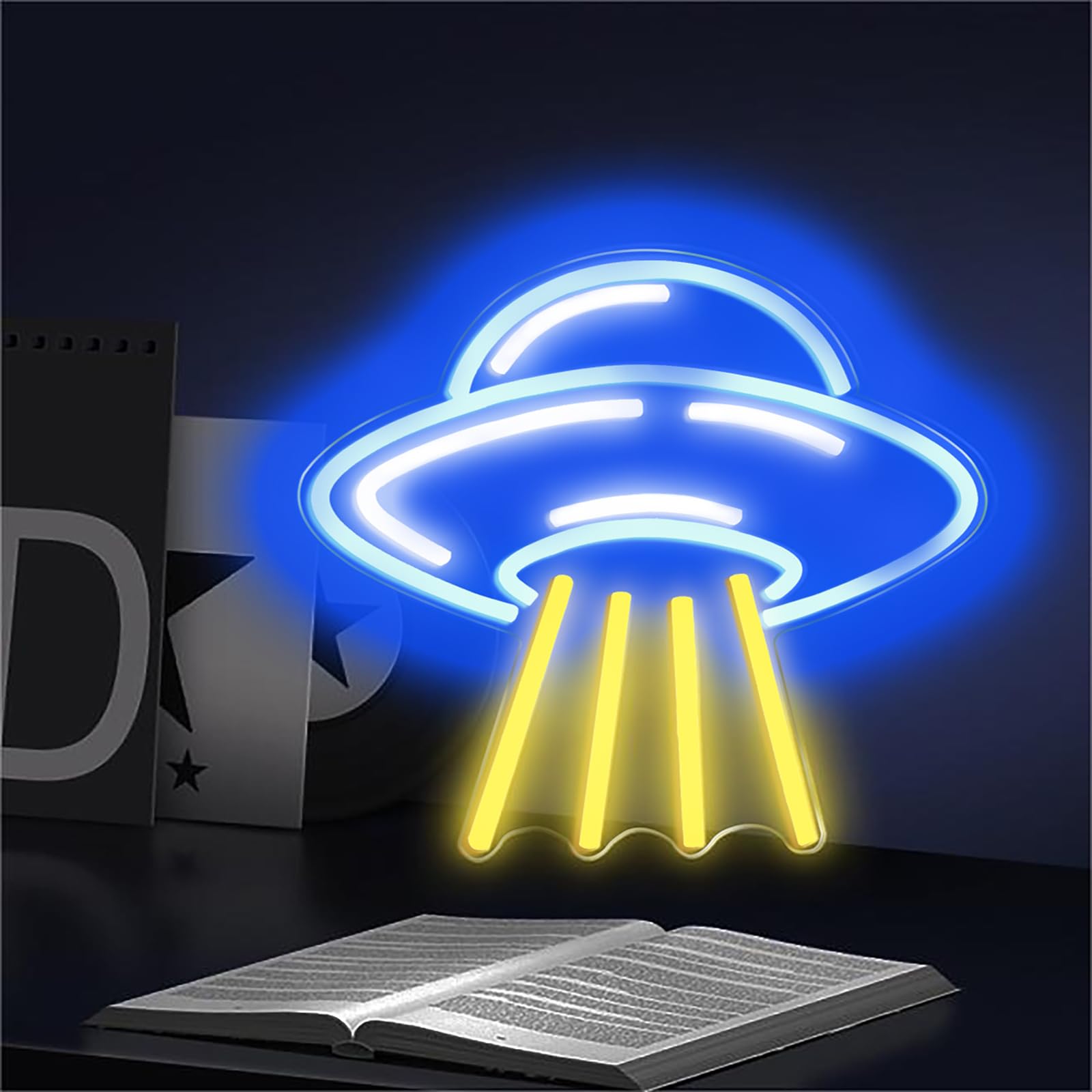 Neonowy znak UFO statek kosmiczny LED, neonowe panele ścienne do sypialni, plac zabaw, dekoracja ścienna