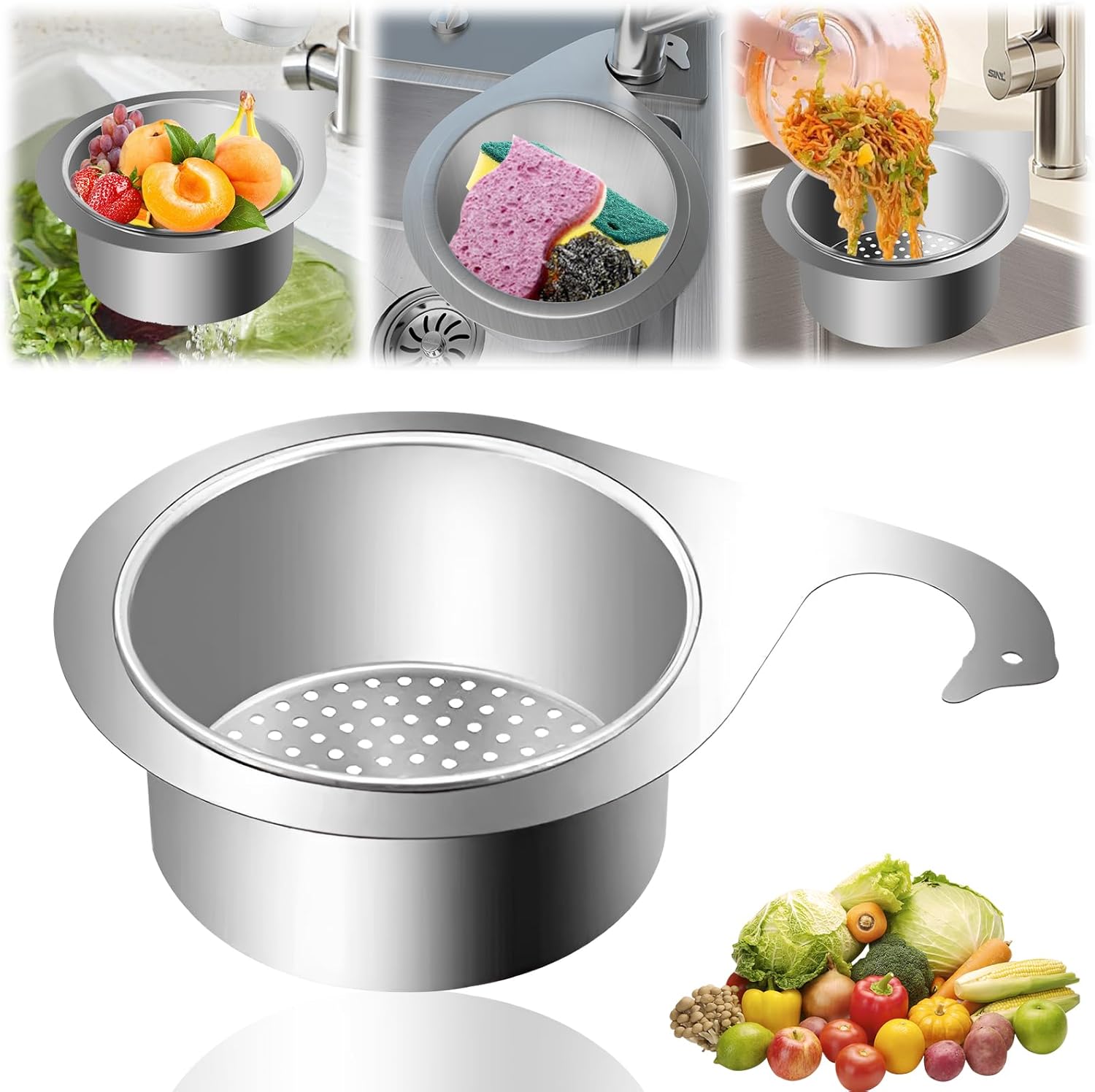 Passoire De Vidange D'évier De Cuisine - Panier à Compost D'angle En Forme De Cygne - Passoire D'angle à Suspendre - Multifonction - Pour évier De Cuisine - Panier Récupérateur De Nourriture Passoire De Vidange D'évier De Cuisine - Panier à Compost D'angle En Forme De Cygne - Passoire D'angle à Suspendre - Multifonction - Pour évier De Cuisine - Panier Récupérateur De Nourriture
