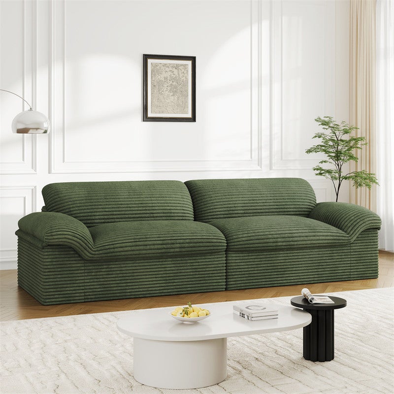 DRIPEX Canapé modulable 2/3 places en velours côtelé doux,assise profonde,sans structure,aucun montage requis,260*103*80cm,Vert - 9