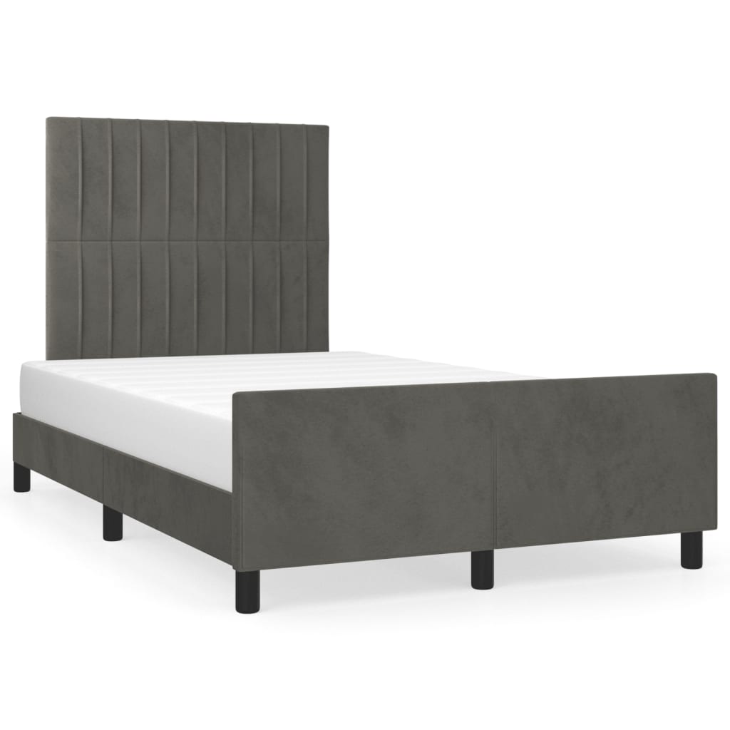 Cadre de lit sans matelas gris foncé 120 x 190 cm velours - 2