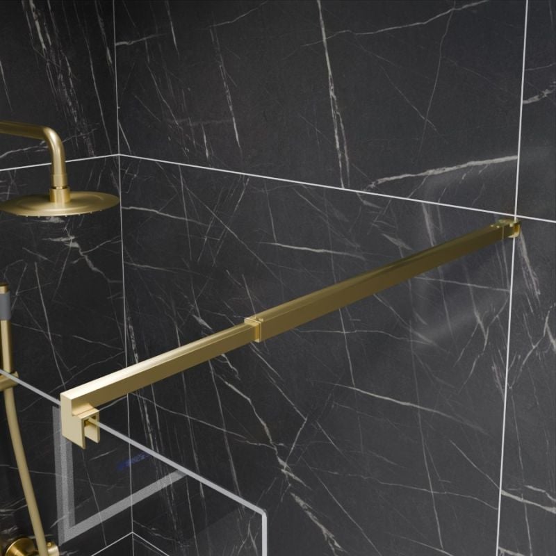 Paroi de douche fixe dorée 100 cm x 200 cm GOLDY - Verre 8 mm - 8