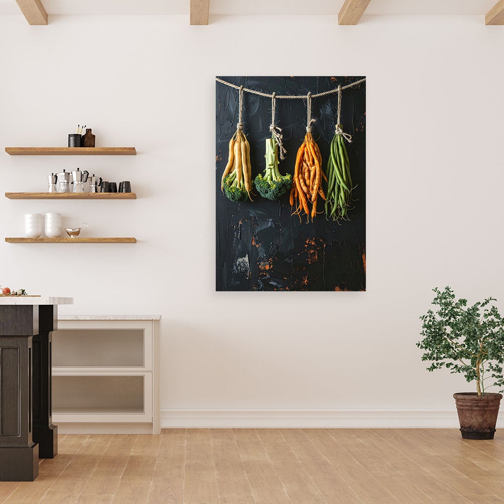 Obraz do kuchni restauracji baru jadalni, Wiszący Brokuł i Fasola 70x100 - 2