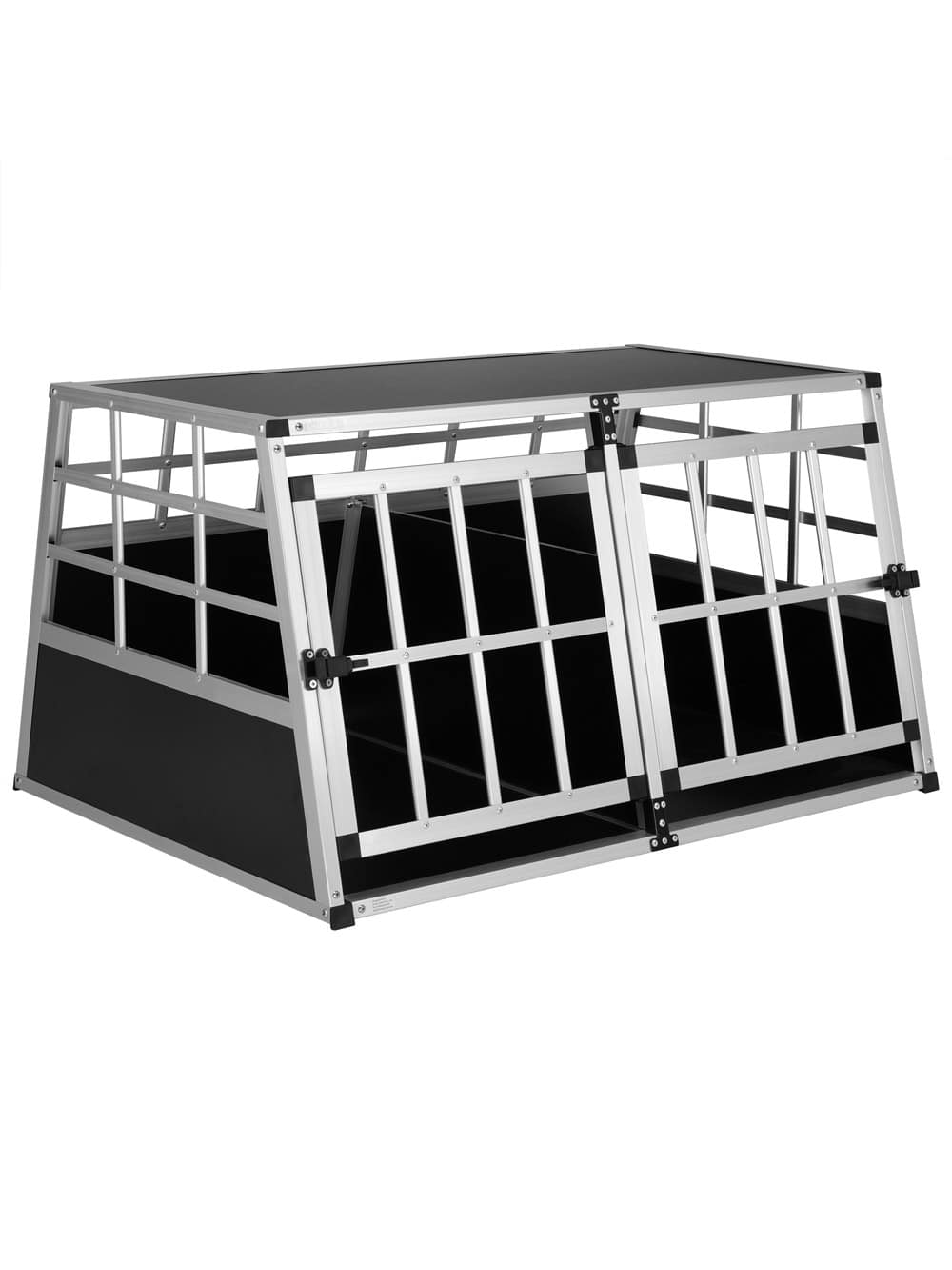 CADOCA® Cage de Transport XL pour Animaux Aluminium MDF 2 Portes Noir Caisse Chien boîte Box de Transport Voiture - 6