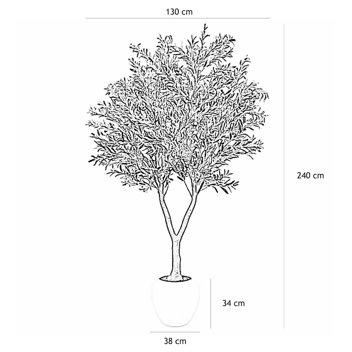 Olivier artificiel pot blanc 240cm - 4