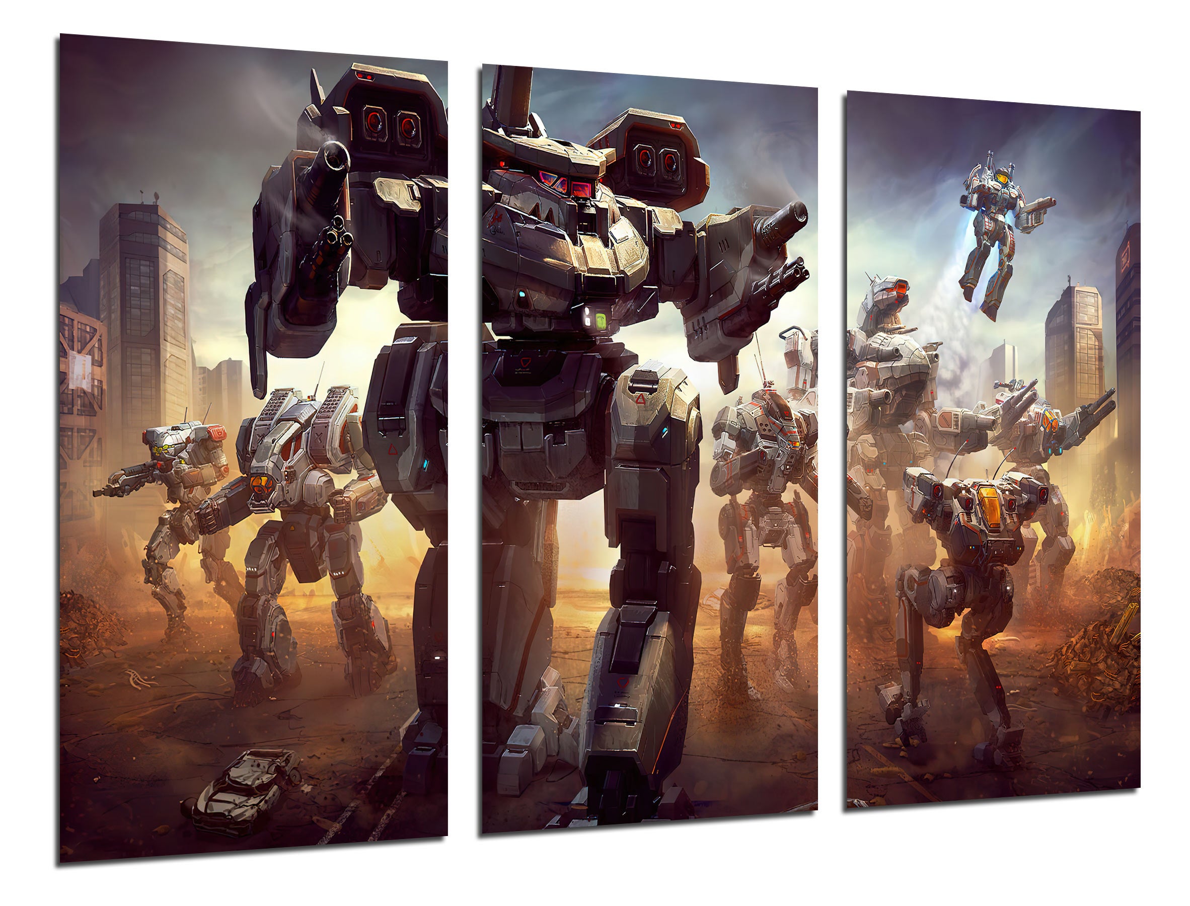 Set cuadros vídeo juego, battletech, transformed , impresión digital sobre madera