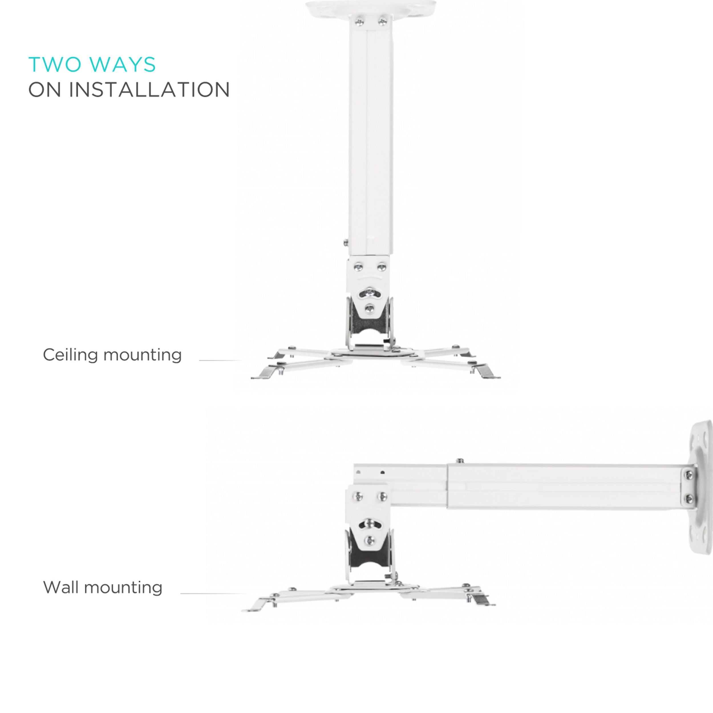 ONKRON K5A Blanc Support de plafond et mural pour projecteur vidéoprojecteur poids max 10 kg - 3