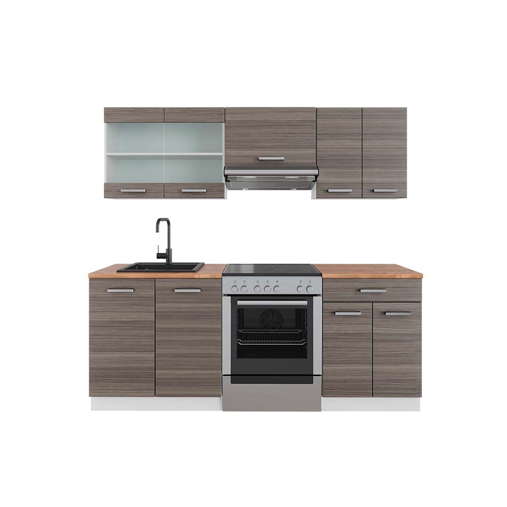 Vicco Aneks kuchenny R-Line, Szlachetny szary/biały, 200 cm , BP Dąb
