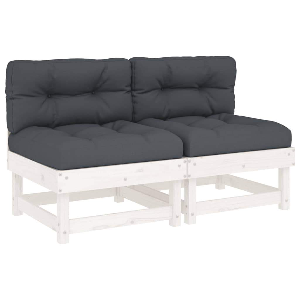 Sofás centrales con cojines 2 uds | sofá de salón | sofá de descanso madera maciza de pino blanco cfw26649