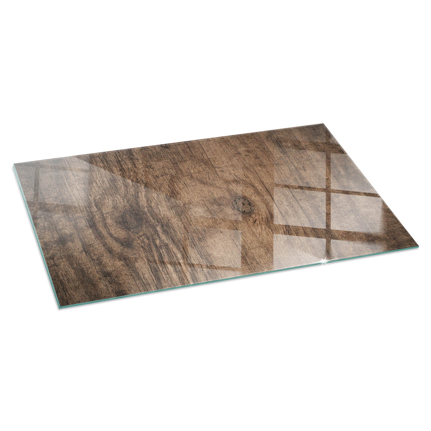 Prostokątna płyta szklana ochronna pod piecyk, kominek - 100x50 cm - Naturalny wzór drewna - TULUP