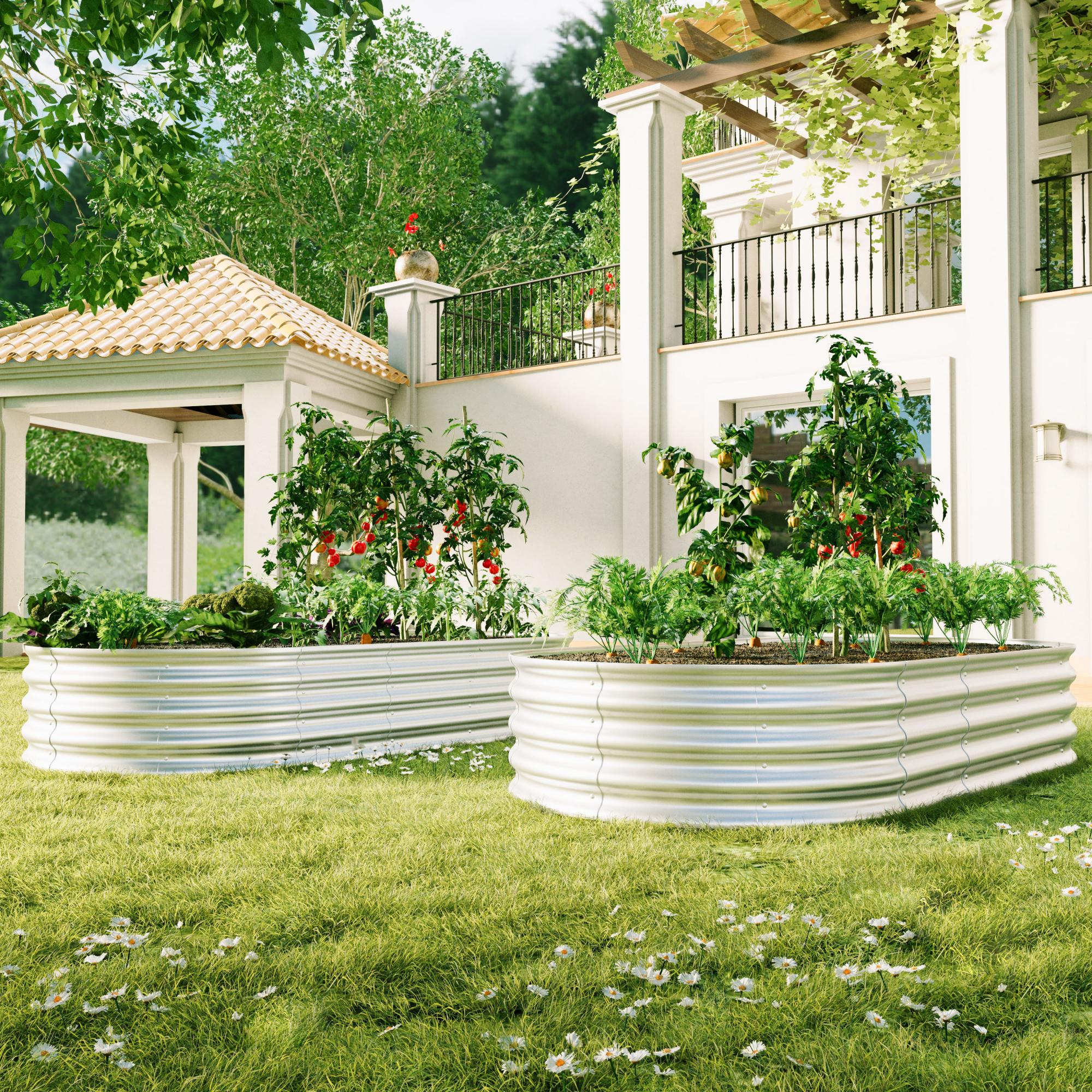 Ocynkowana metalowa grządka ogrodowa 2x6x3 stopy, wytrzymała, podwyższona grządka do warzyw, kwiatów i ziół, łatwa w montażu, odporna na rdzę