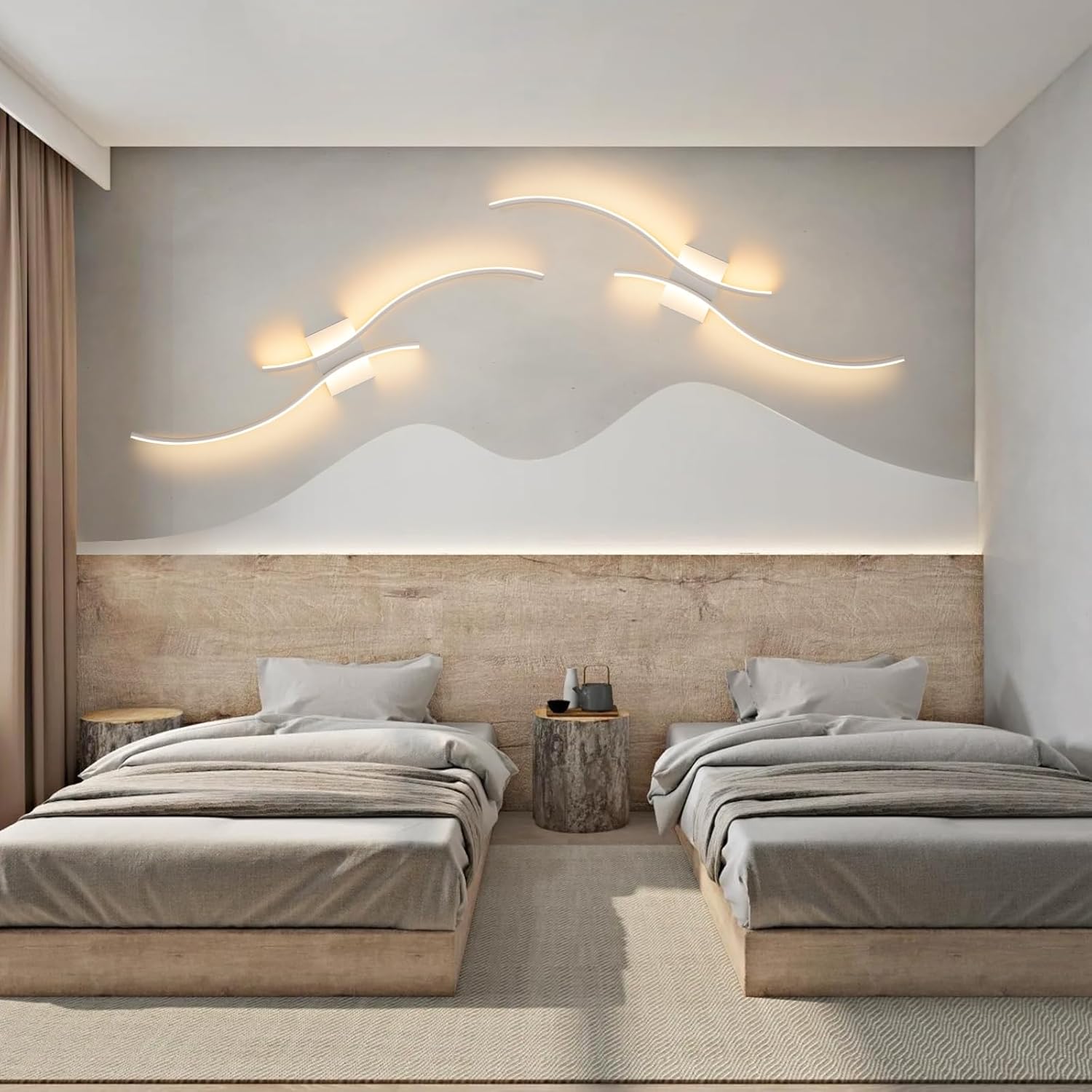 Aplique LED de pared de 60 cm x 15 cm, moderno aplique de arco, lámpara de noche para interior, luz de techo, 3 temperaturas de color (3000 K-6000 K) - 2