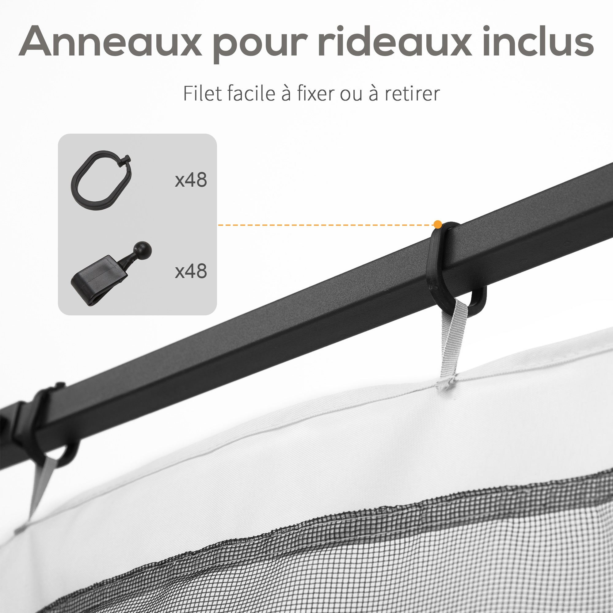 Moustiquaires pour barnum de jardin nylon Outsunny - 5