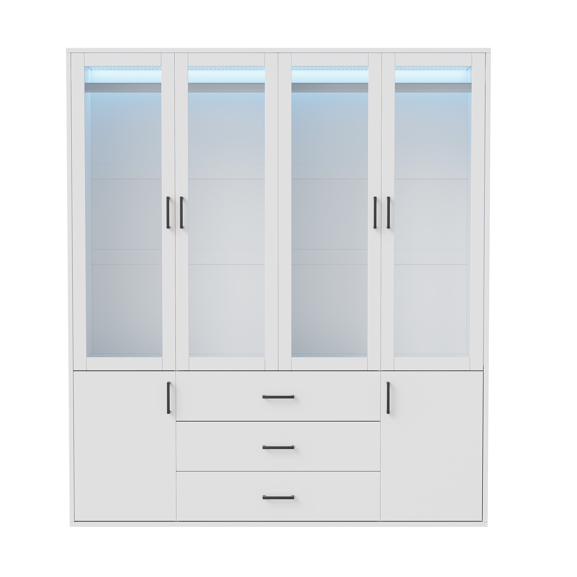 Armoire Chambre avec éclairage LED,Armoire 6 Portes et 3 tiroirs Armoires 180 cm Meuble de Rangement avec 3 tiroirs Armoires de Rangement Chambre - 9