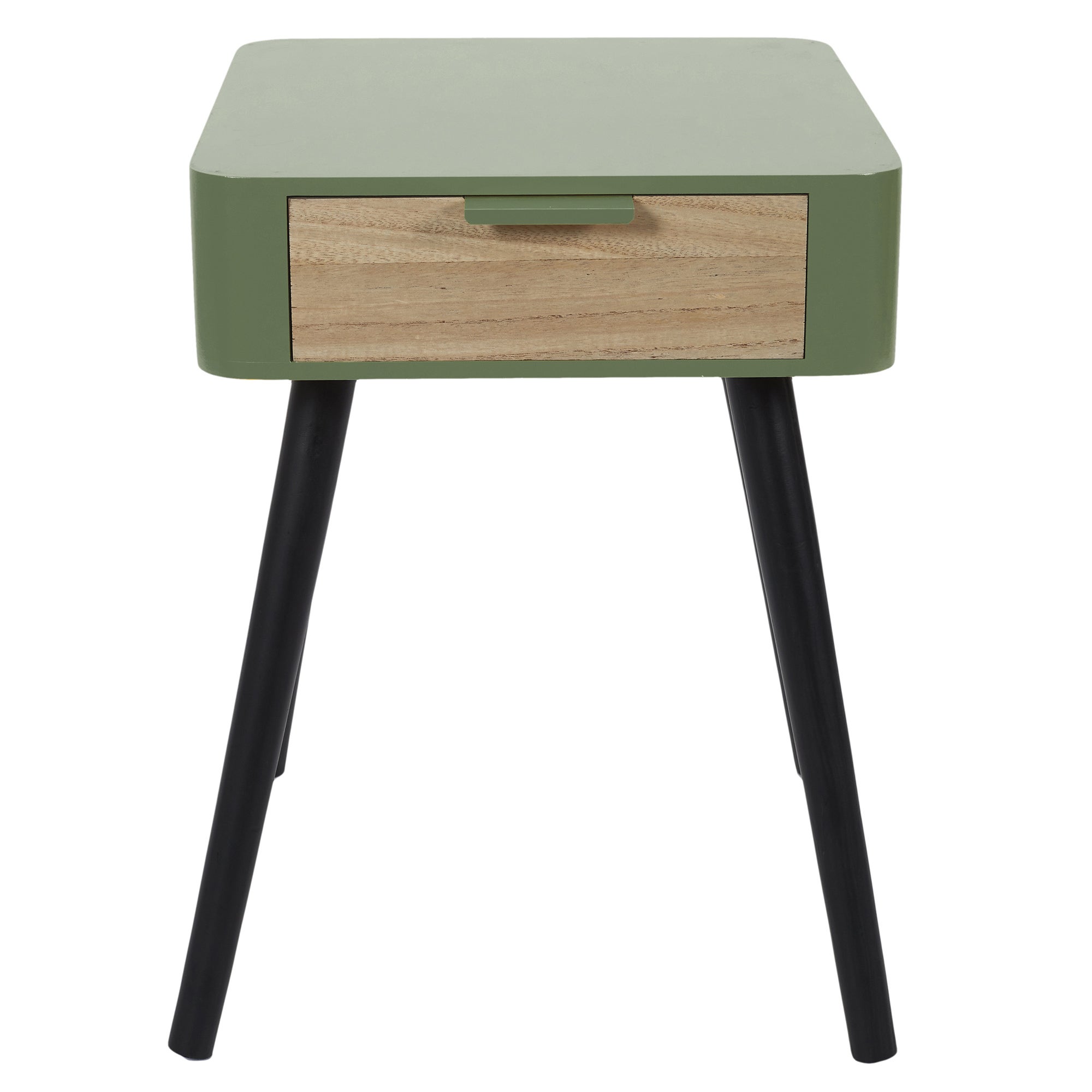 Table De Chevet - Home Deco Factory - Bicolore - Bois - Vert Et Noir - 2