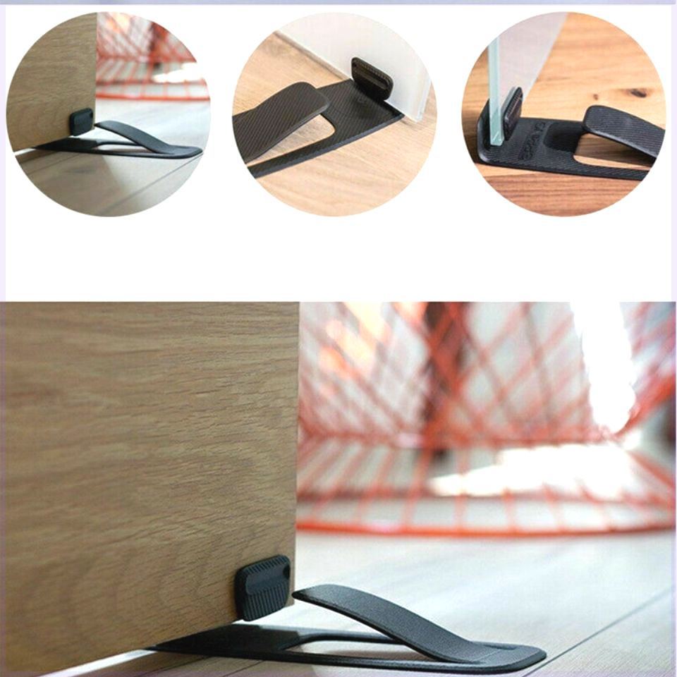 Fermaporta con arresto integrato (nero) - 2