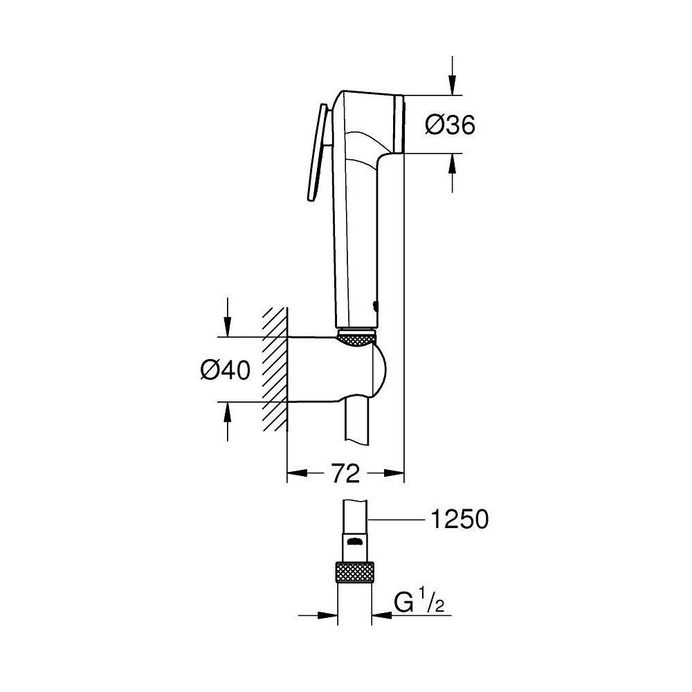 GROHE Douchette 1 jet avec support mural Vitalio Trigger Spray 30 Chromé - 5