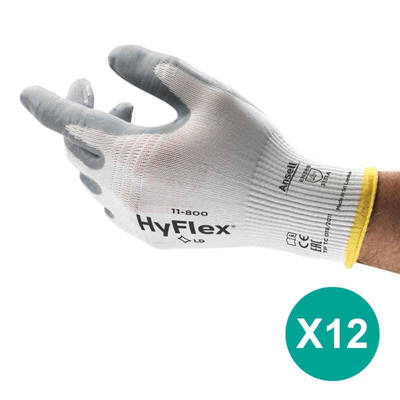 Gants De Protection Ansell HyFlex 11-840 - Taille 5 (2XS) - Lot De 12 Paires - Nitrile