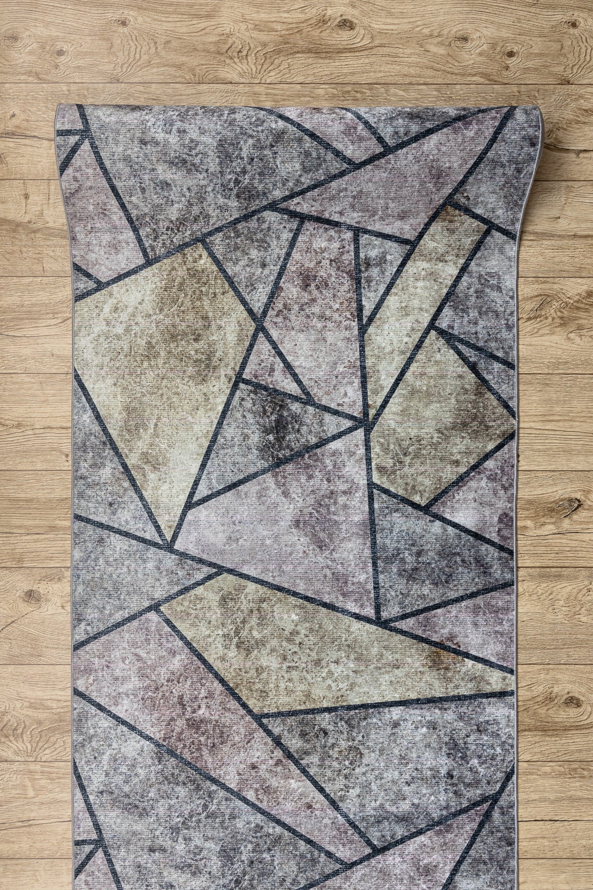 TAPIS DE COULOIR antidérapant LOTUS MOSAIC 22010 Mosaïque gris lavable 120cm 120x450 cm - 4