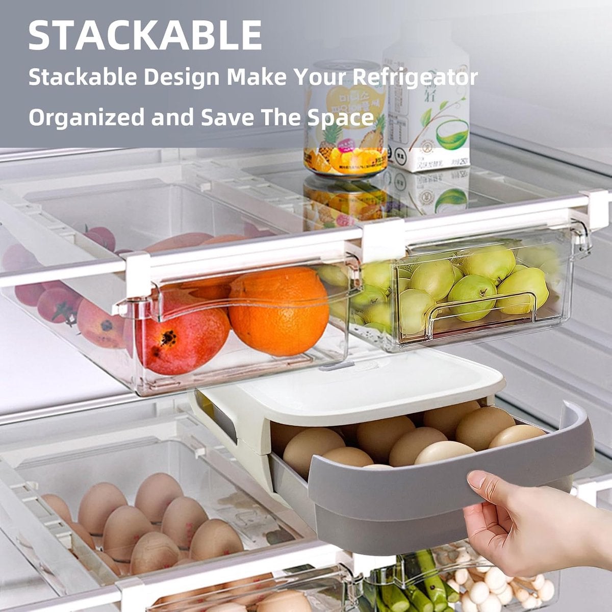 Boîte de rangement pour œufs - Porte-œufs en plastique transparent - Support à œufs pour réfrigérateur - Conteneur de stockage pour œufs - Blanc - 4