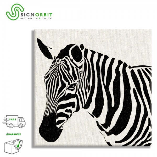 Cebra izquierda - impresión en lienzo montada en bastidor de madera 100x100 cm
