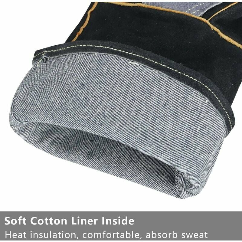 Gants extrêmement résistants au feu et à la chaleur, en cuir avec coutures en Kevlar, idéaux pour les cheminées, les poêles, les fours, les grils, la - 4