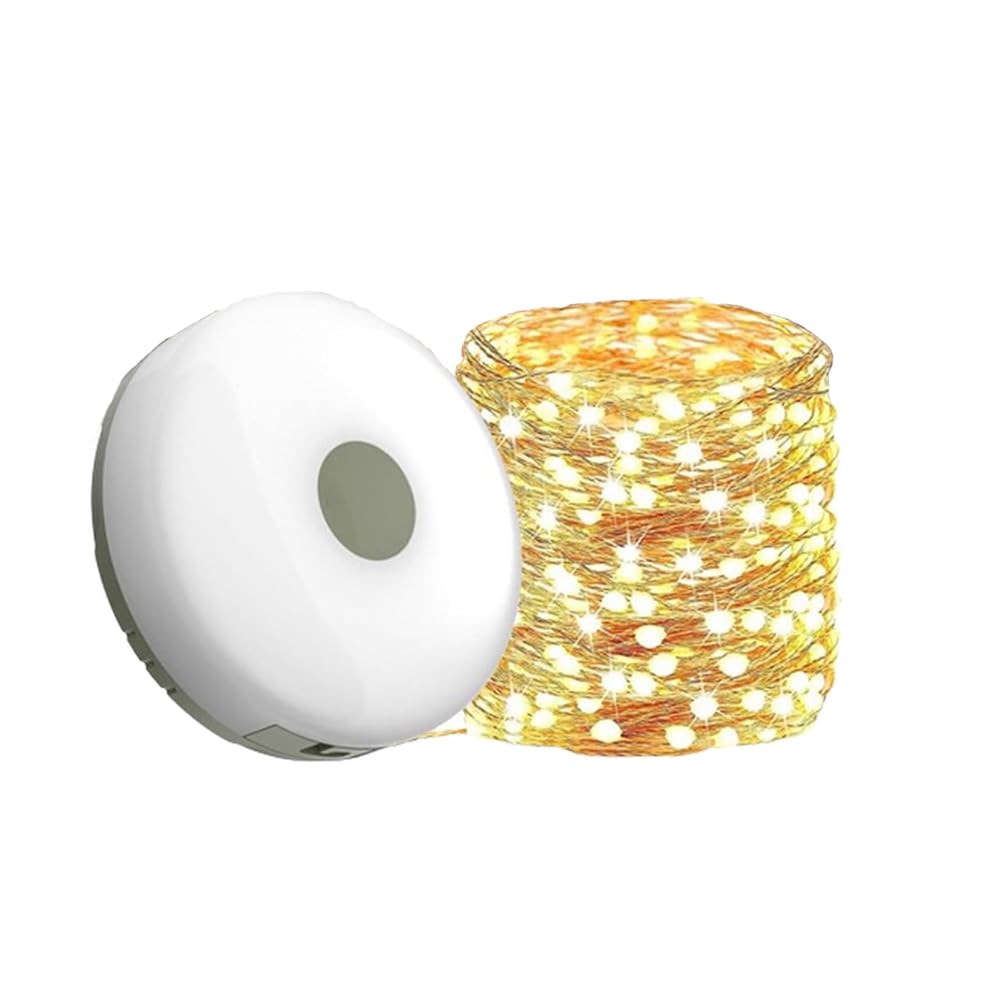 Wodoodporna, przenośna, zwijana girlanda świetlna zewnętrzna, Lampion Kempingowy, zewnętrzne lampki USB 2 w 1 z możliwością ładowania (10M, Ciepły)