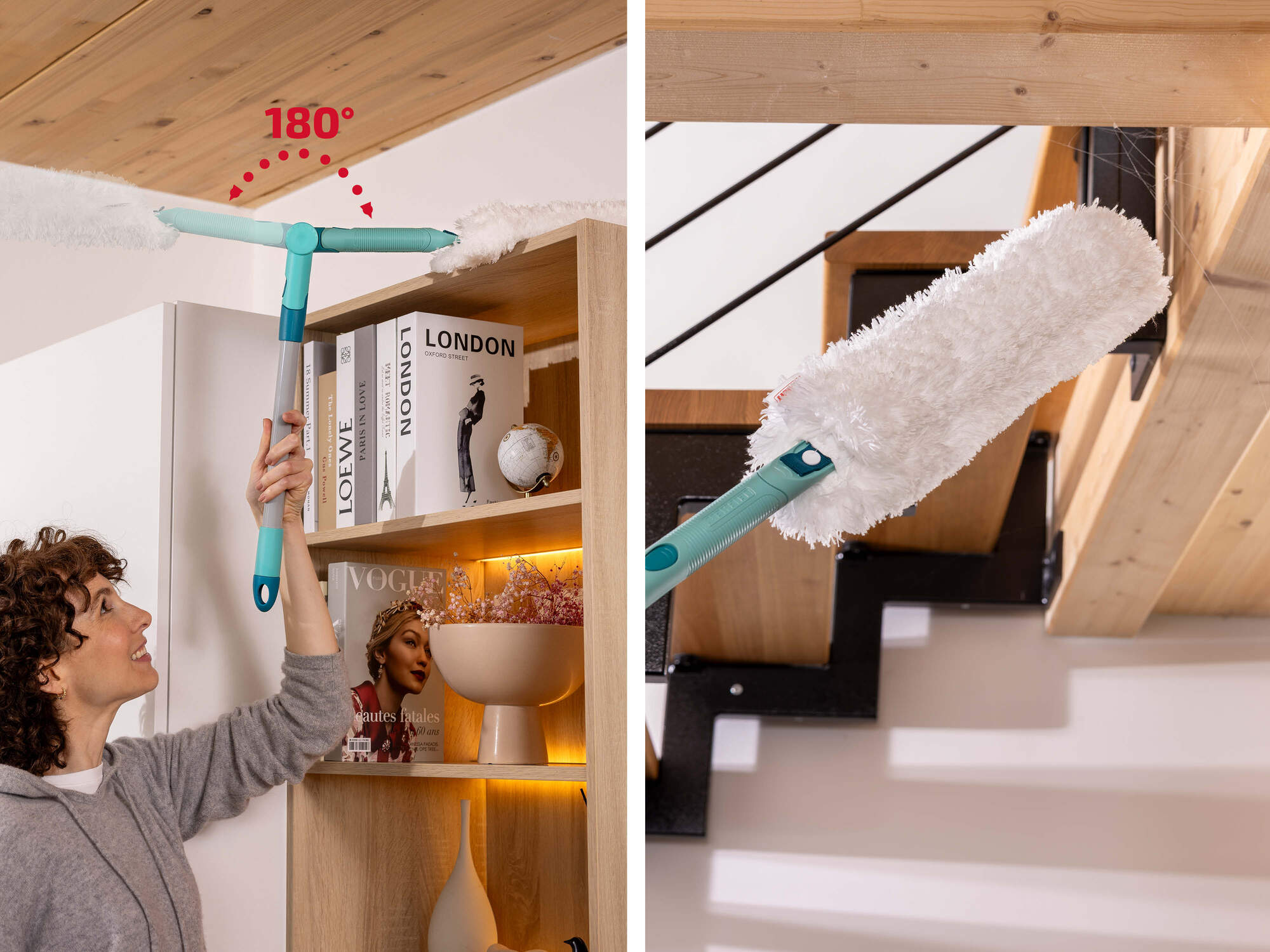 Leifheit plumeau Superduster XL avec manche 41258, housse en microfibre 360° lavable, manche 43cm avec articulation - 3