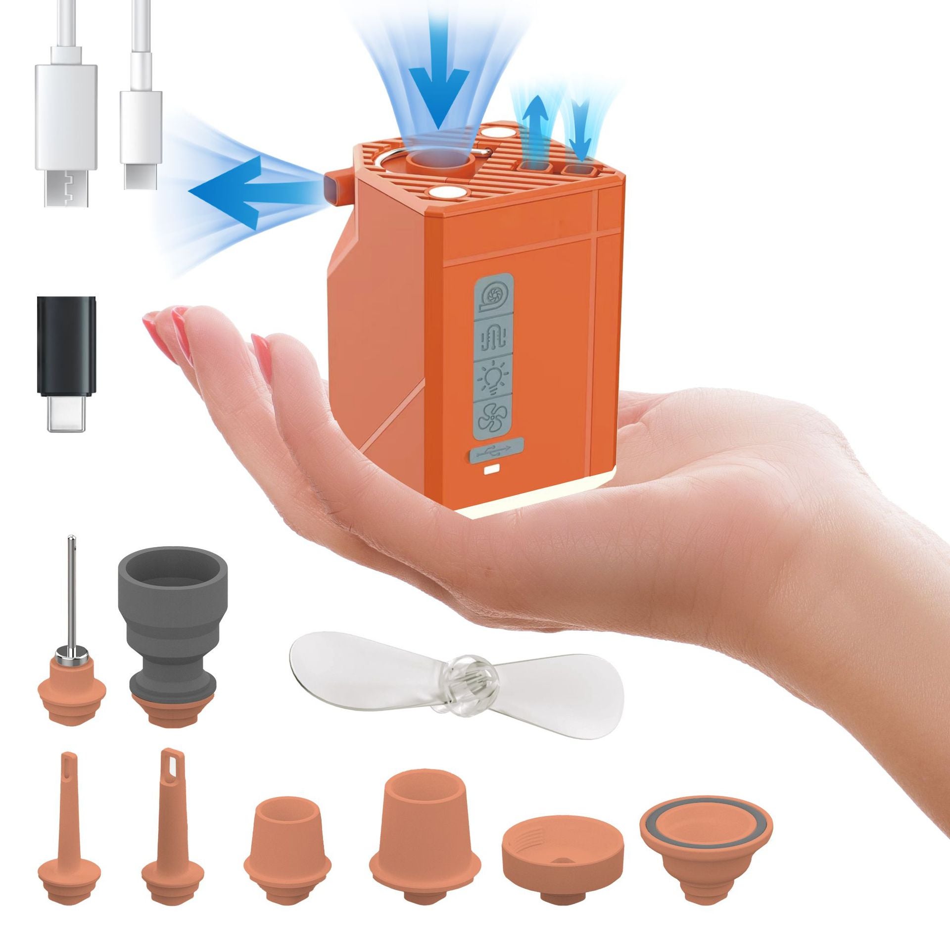 Przenośna elektryczna pompka powietrza mAh pompka do pompowania wypompowywania powietrza wentylator LED lampki kempingowe ładowana przez USB materacy